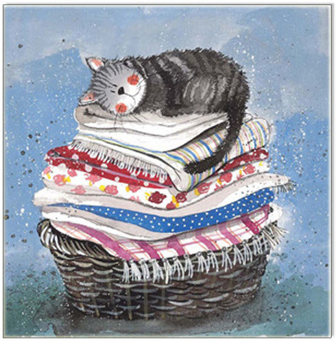 Alex Clark Cat Laundry Basket with Greeting Card - Cute Feline-Themed Storage Bin for Laundry, Toys & Organizing - Perfect for Cat Lovers & Home Decor