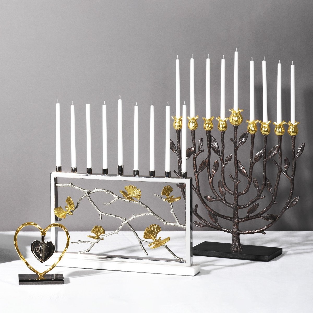 Butterfly Ginkgo Luxe Menorah - Elegant Hanukkah Candle Holder for Jewish Holiday Decor & Home Celebration