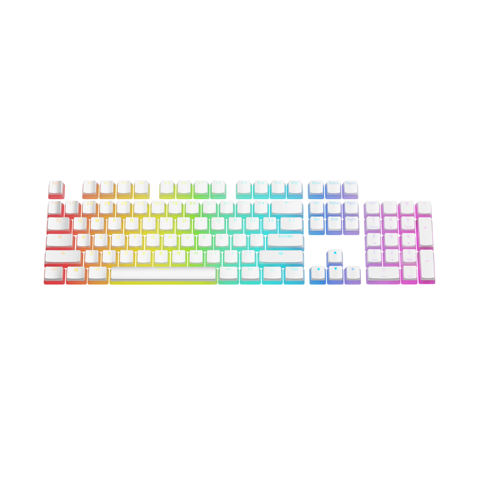 Aura V3 White Keycaps for Mechanical Keyboards - Premium PBT Keycap Set with Shine-Through Design for Gaming & Typing (US Layout) - Perfect for PC, Mac, and Office Workstations
