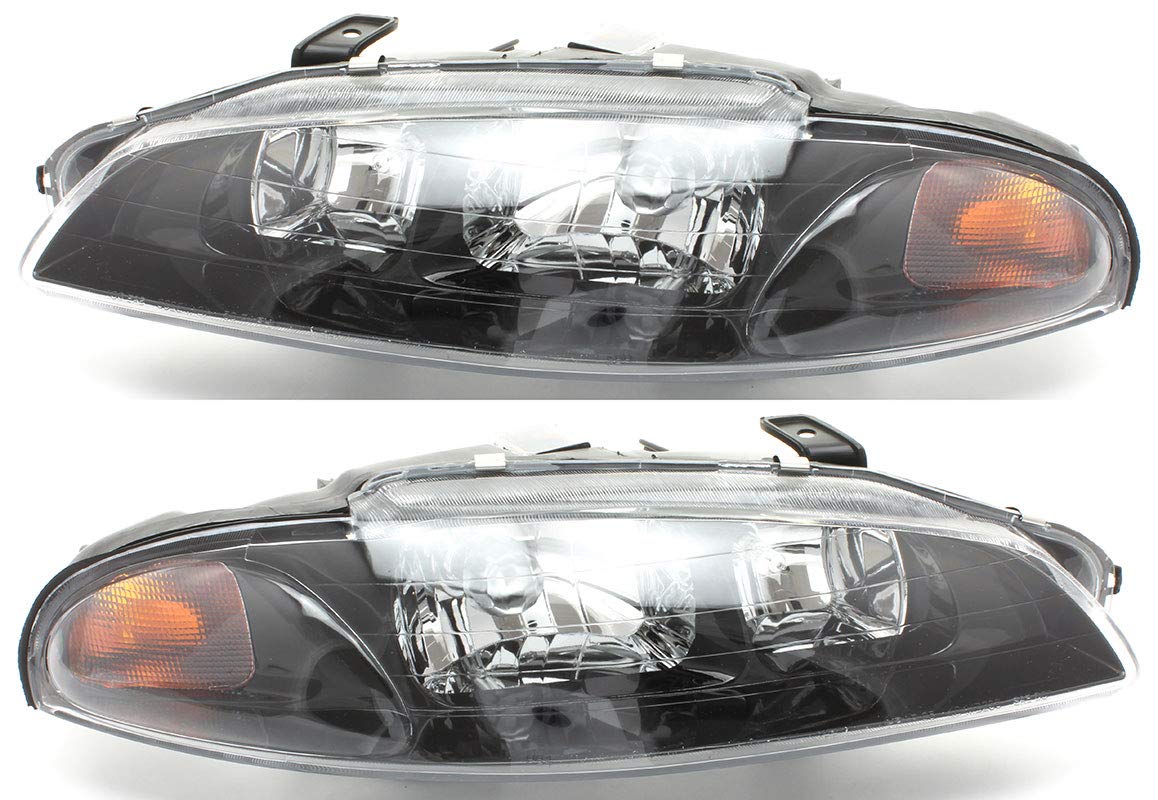Mitsubishi Eclipse Headlights Lamps Set 1997 1998 1999 - Halogen Replacement for Driver & Passenger Side - Perfect for Night Driving & Auto Restoration Projects