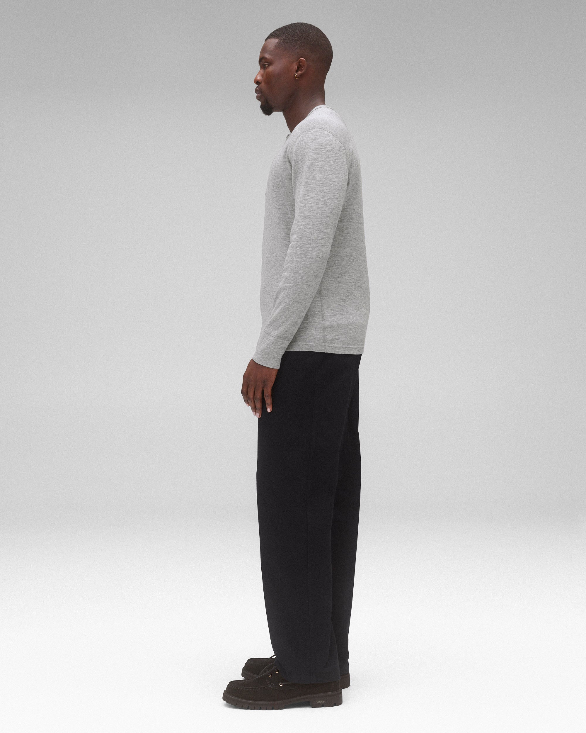 Reigning Champ 1X1 Slub Long Sleeve Henley Shirt for Men - Soft Cotton Crewneck Pullover with Button Placket - Perfect for Casual Wear, Layering & Everyday Comfort