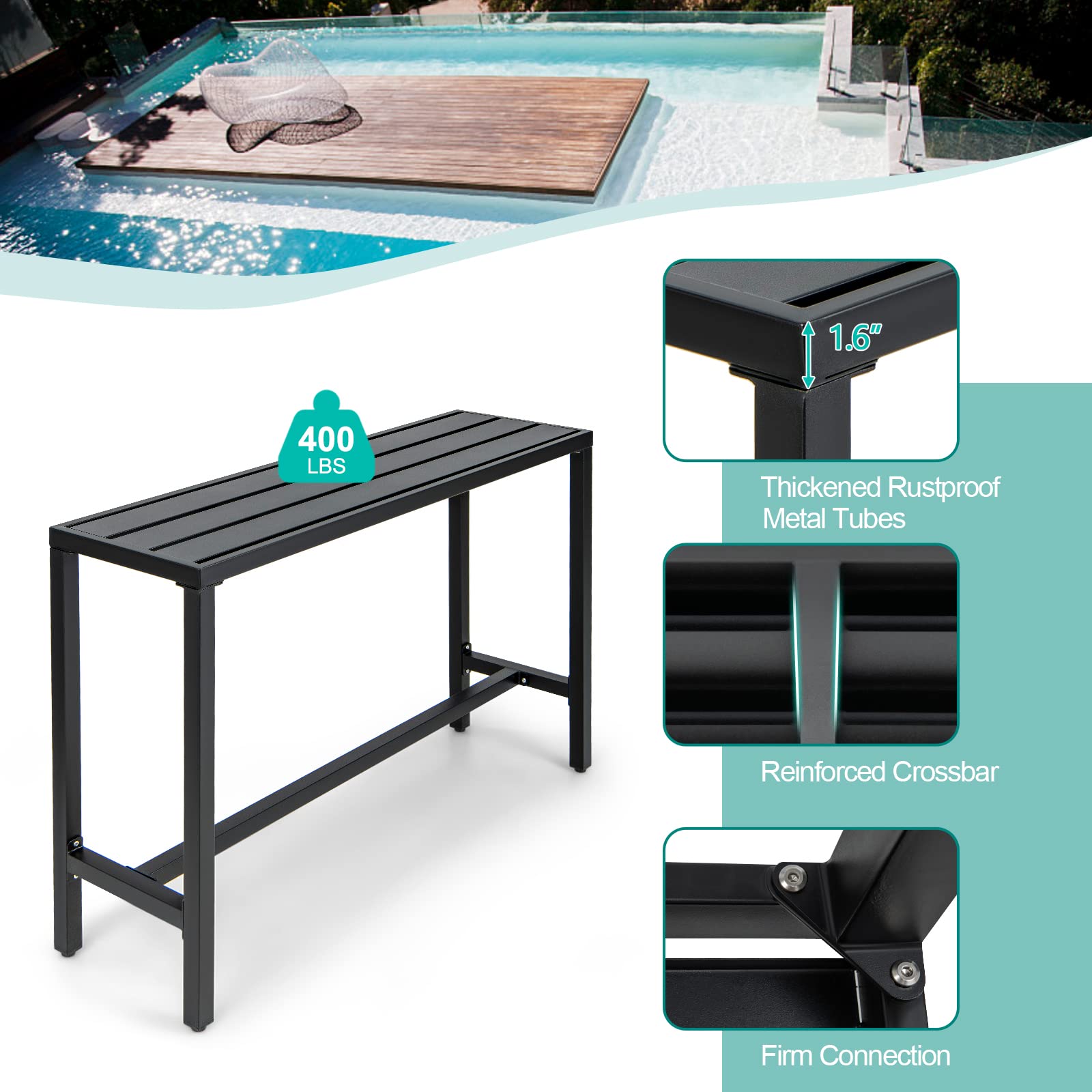 COSTWAY 3-Piece Outdoor Patio Bar Set - 55