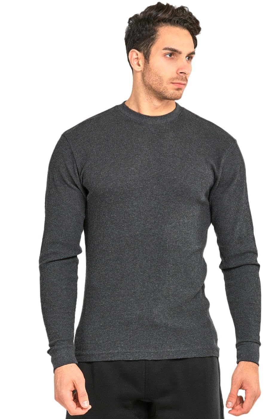 Men's Mid Weight Waffle Thermal Shirt - Long Sleeve Henley Top for Cold Weather - Warm Winter Base Layer for Outdoor Activities, Camping & Hiking