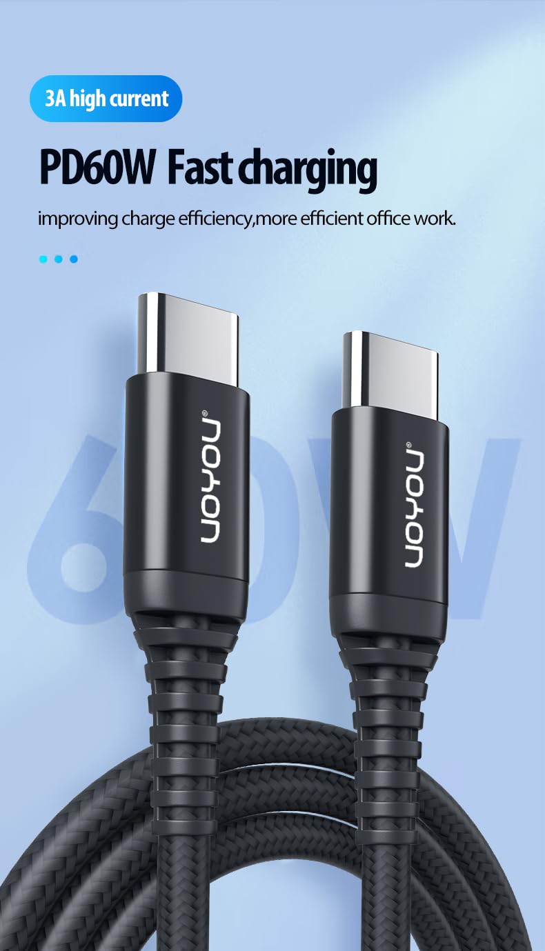 Premium USB C to USB C Fast Charging Cable - 6ft Nylon Braided Type C Cable for iPhone 15 Pro/Max, Samsung Galaxy S23/S22/S21 Ultra, Google Pixel 7/6, MacBook, Nintendo Switch & PS5 - Durable Charger for Home, Office & Travel