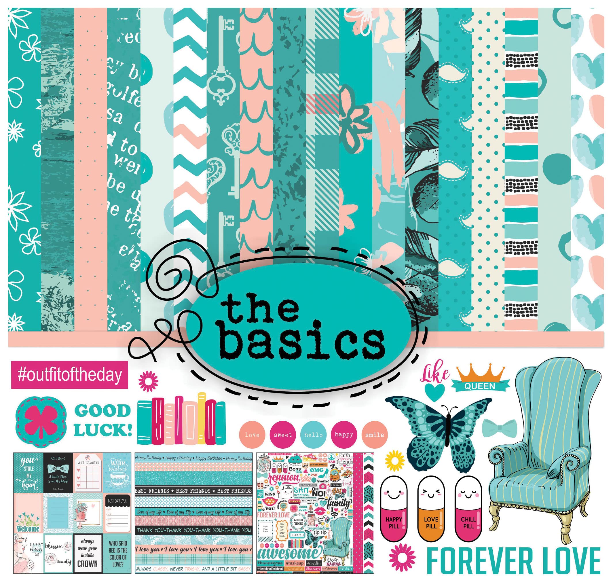 Inkdotpot The Forever Love Double-Sided Scrapbook Paper Kit - 12