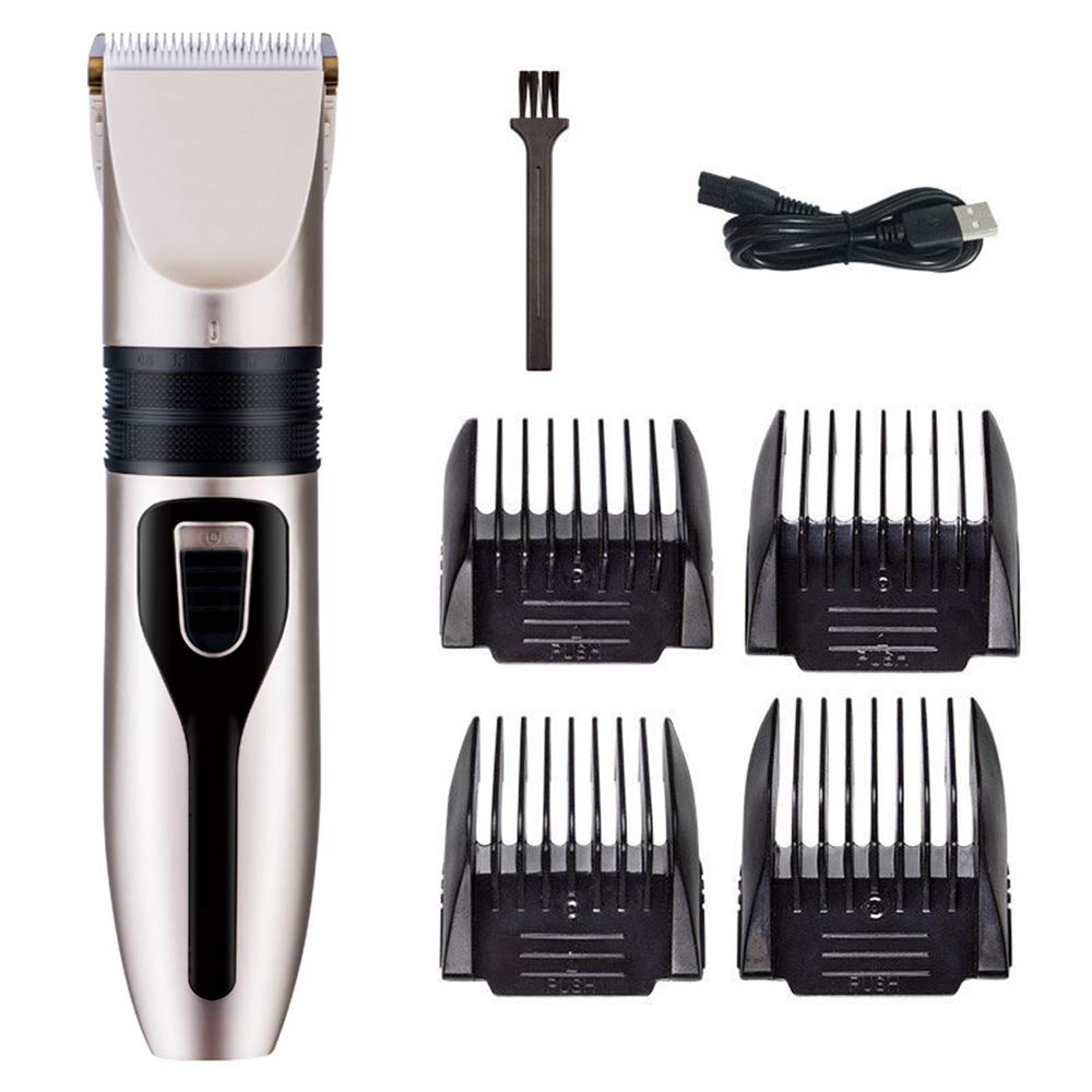 Low Noise USB Rechargeable Pet Hair Clippers Kit - 5-Level Adjustable Electric Dog & Cat Grooming Clipper Set for Small Animals | Perfect for Home Pet Grooming, Travel & Professional Use