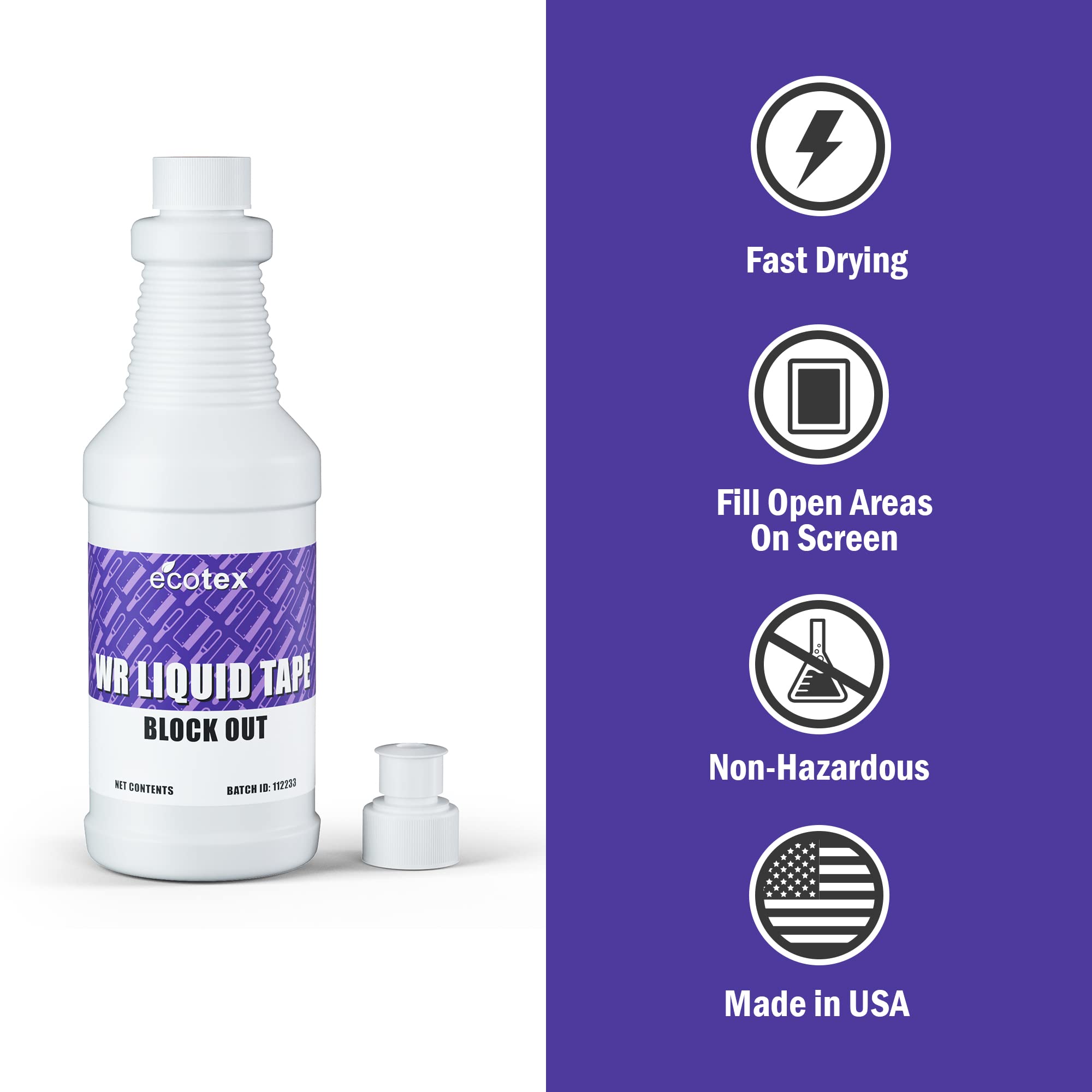 Ecotex® Screen Printing WR Liquid Tape Block Out (16oz Pint) - Water Resistant Block Out Tape for Silk Screen Printing & Photo Emulsion - Screen Printing Supplies - Perfect for DIY T-Shirt Printing, Sign Making, and Fabric Art Projects