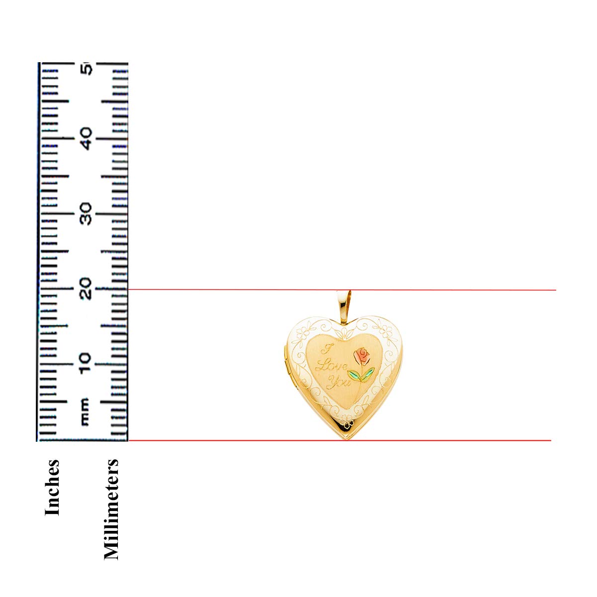 14K Gold Heart Locket Necklace - Engraved I Love You for Valentine's Day Gifts
