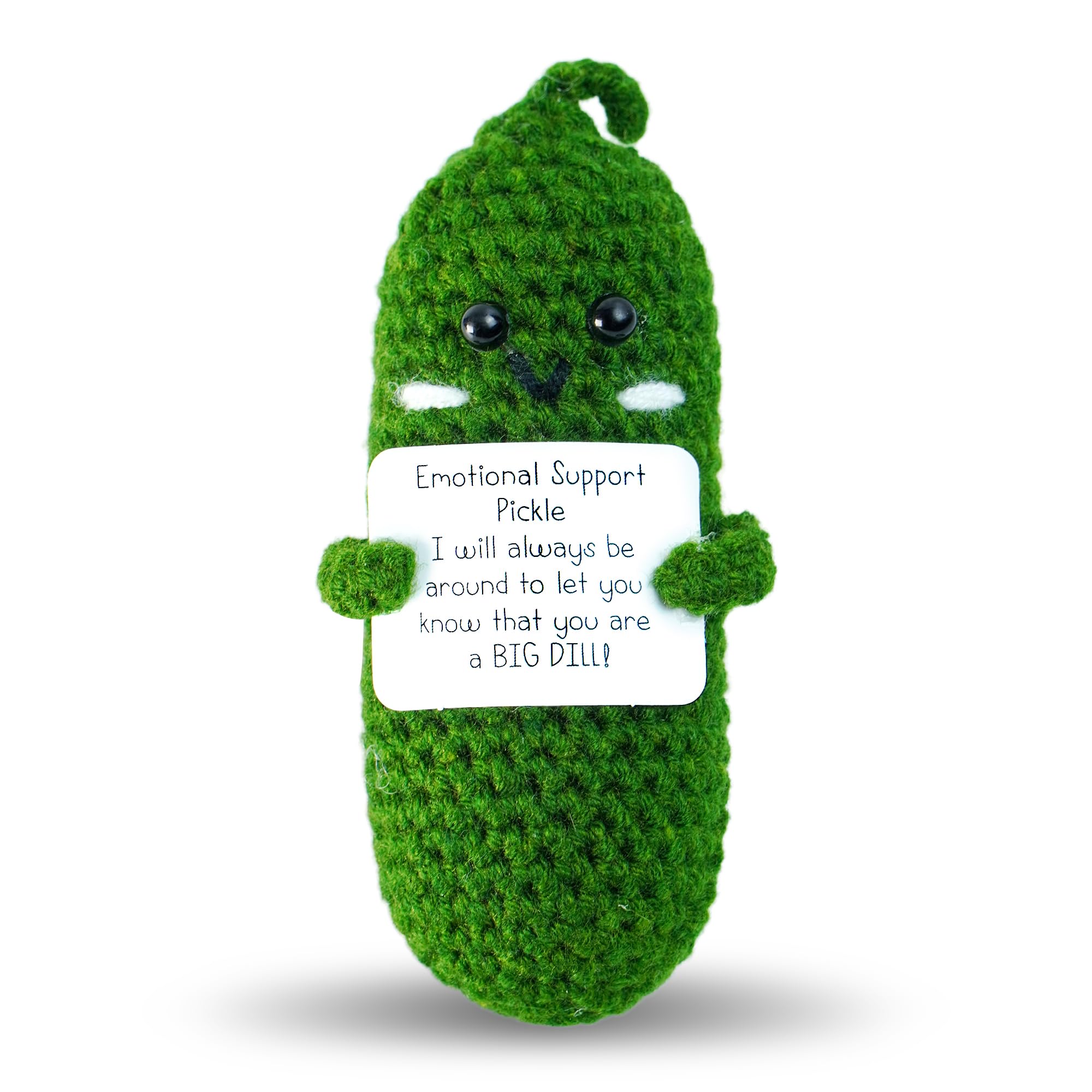 3 Inch Mini Crochet Emotional Support Pickle - Cute Stress Relief Gift with Unique Card for Women | Birthday, St Patrick's Day & Friendship Gifts | Anxiety Relief, Office Desk Decor, Party Favors