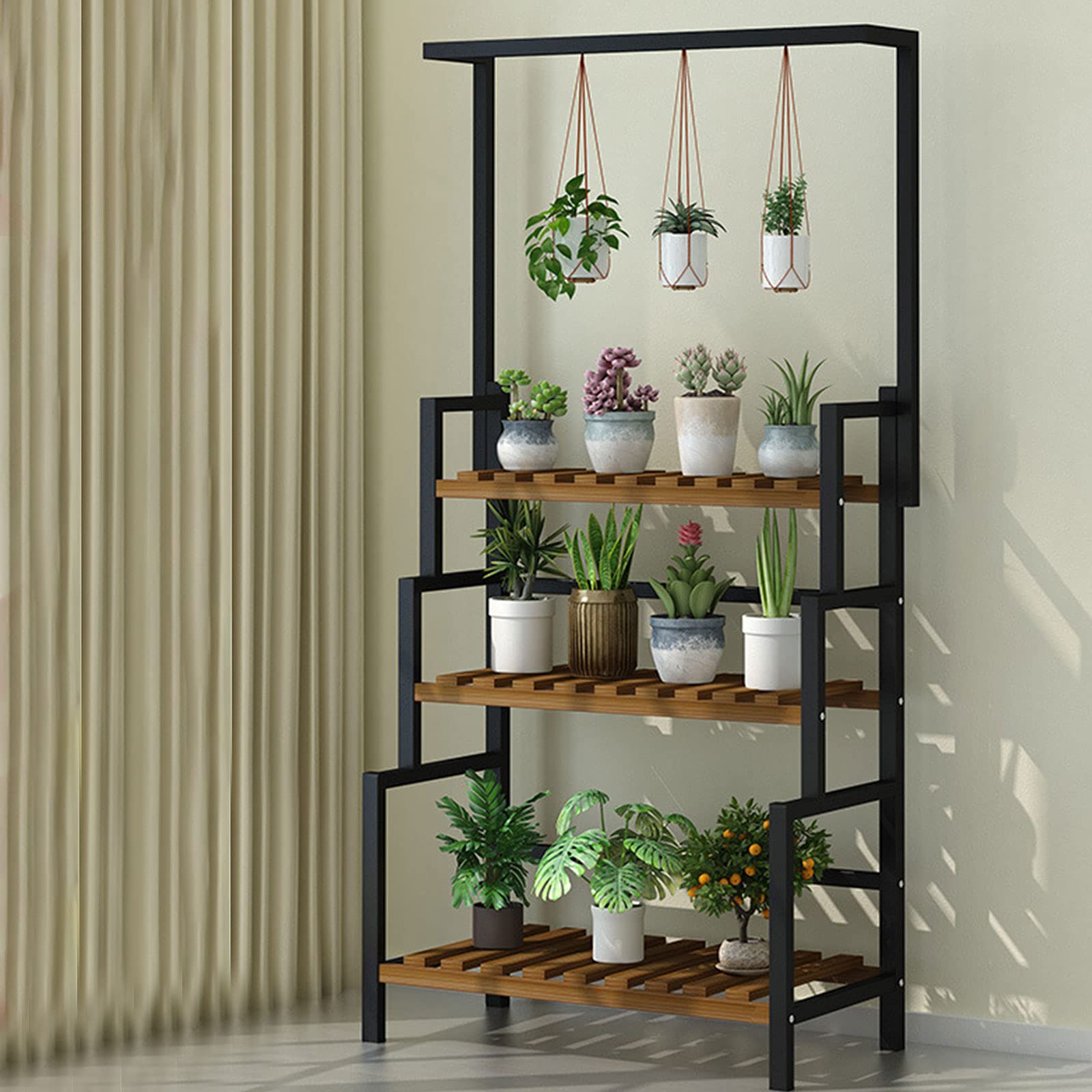 3-Tier Metal Flower Stand Planter Shelf - Hanging Plant Organizer Rack for Indoor Plants, Pots & Home Decor | Perfect for Living Room, Balcony & Garden Decoration