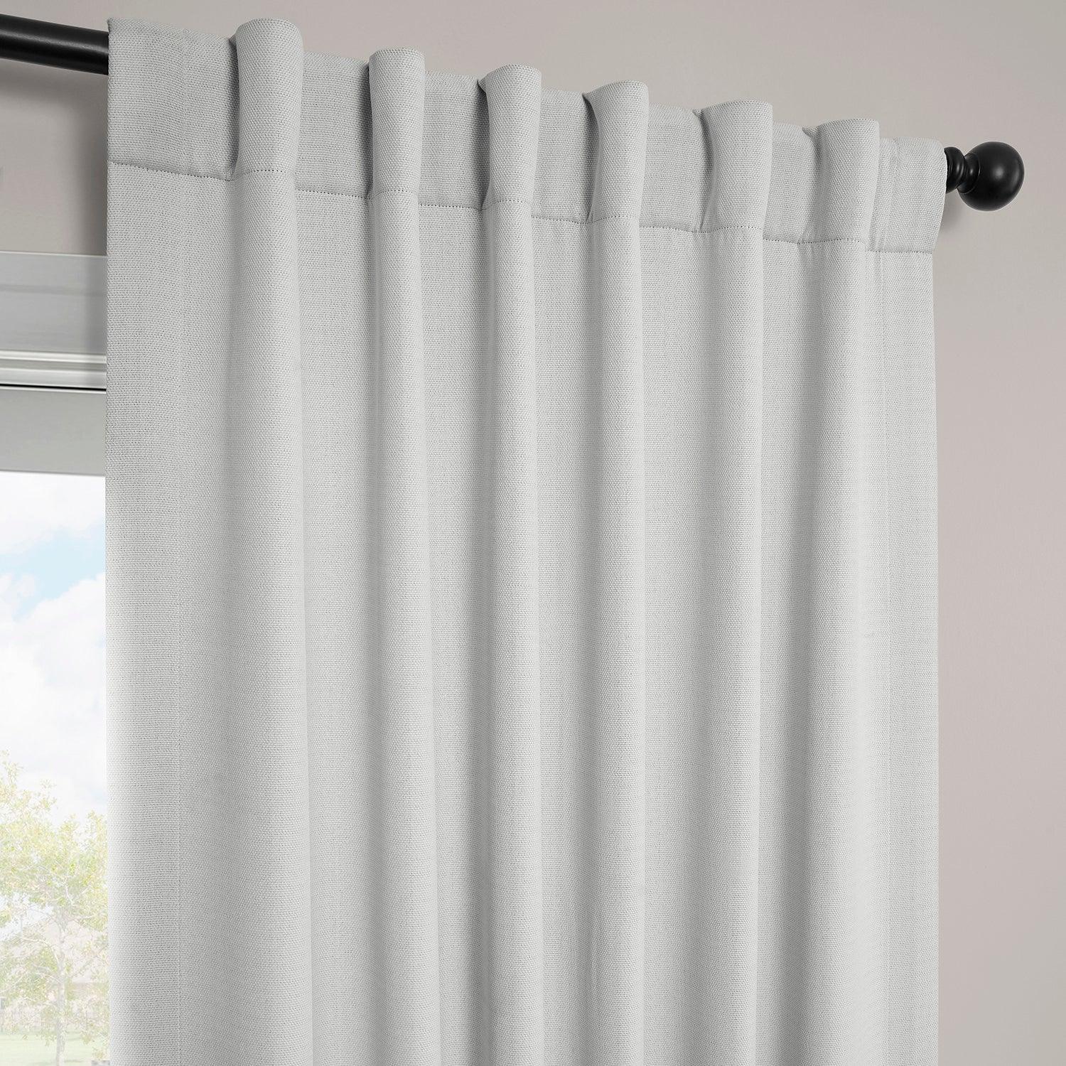 Oyster Textured Faux Linen Room Darkening Curtain