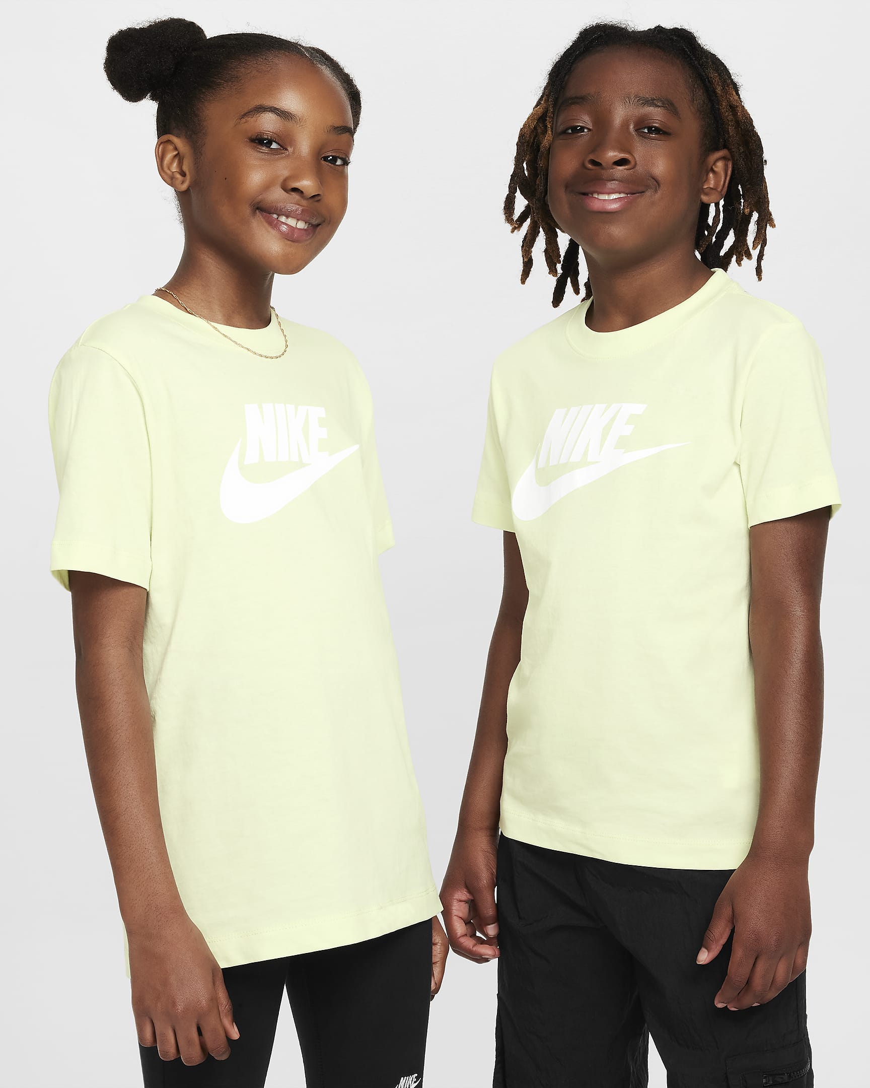 Nike Kids' Futura Evergreen Lime Graphic T-Shirt - Soft Cotton Short Sleeve Tee for Boys & Girls - Perfect for School, Play & Everyday Wear