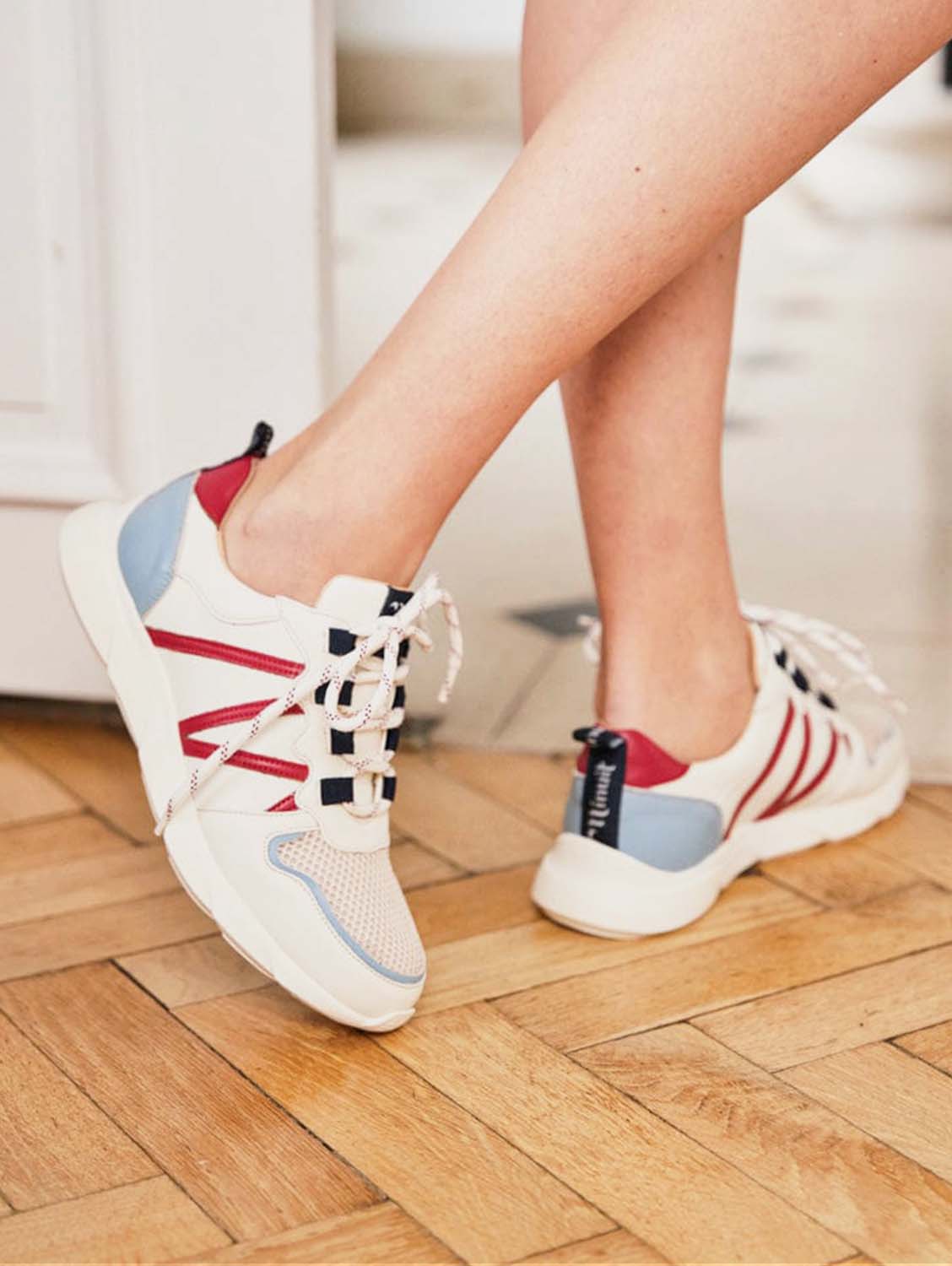 Eco-Friendly Vegan Leather Sneakers for Women - Recycled Chamois & Hydrangea Design | Comfortable Casual Shoes for Walking, Work & Sustainable Fashion