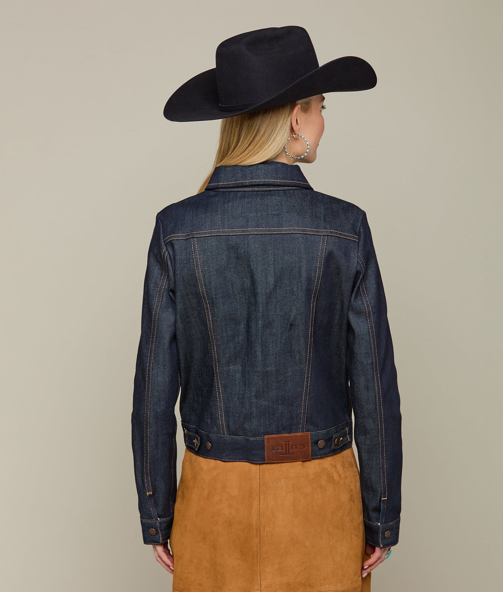 Wrangler x Lucchese Women's Denim Jacket - Dark Wash Distressed Denim Jacket for Women | Western Style Fashion, Casual Outfit Essential, Perfect for Fall & Spring Layering
