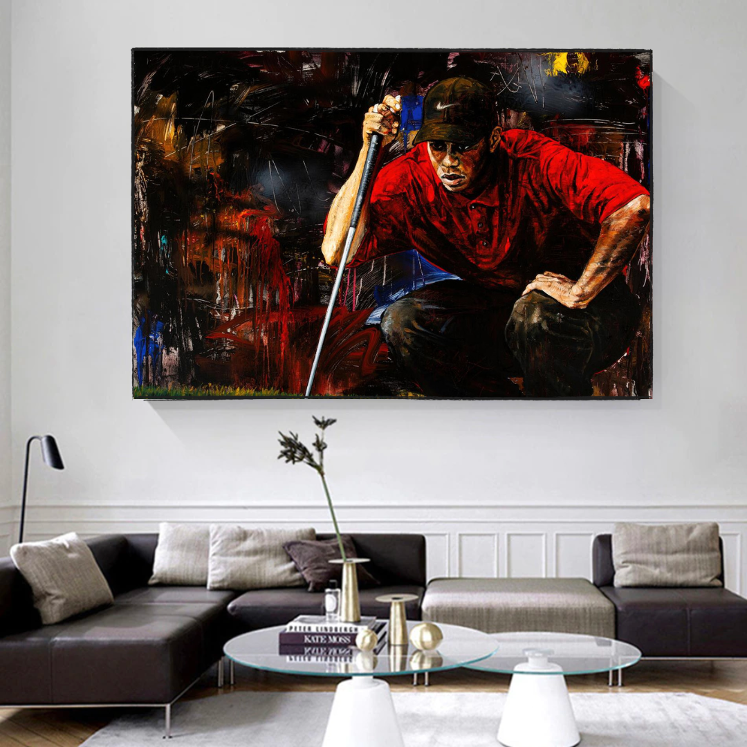 Tiger Woods Golf Canvas Wall Art - Premium Golf Decor for Home, Office & Man Cave - Perfect Gift for Golf Lovers & Sports Fans