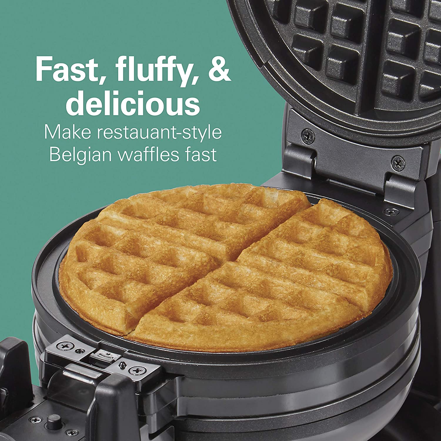 Refurbished Hamilton Beach Double 7 Round Belgian Waffle Maker 26201C with Full Warranty - Perfect for Breakfast, Brunch & Family Gatherings