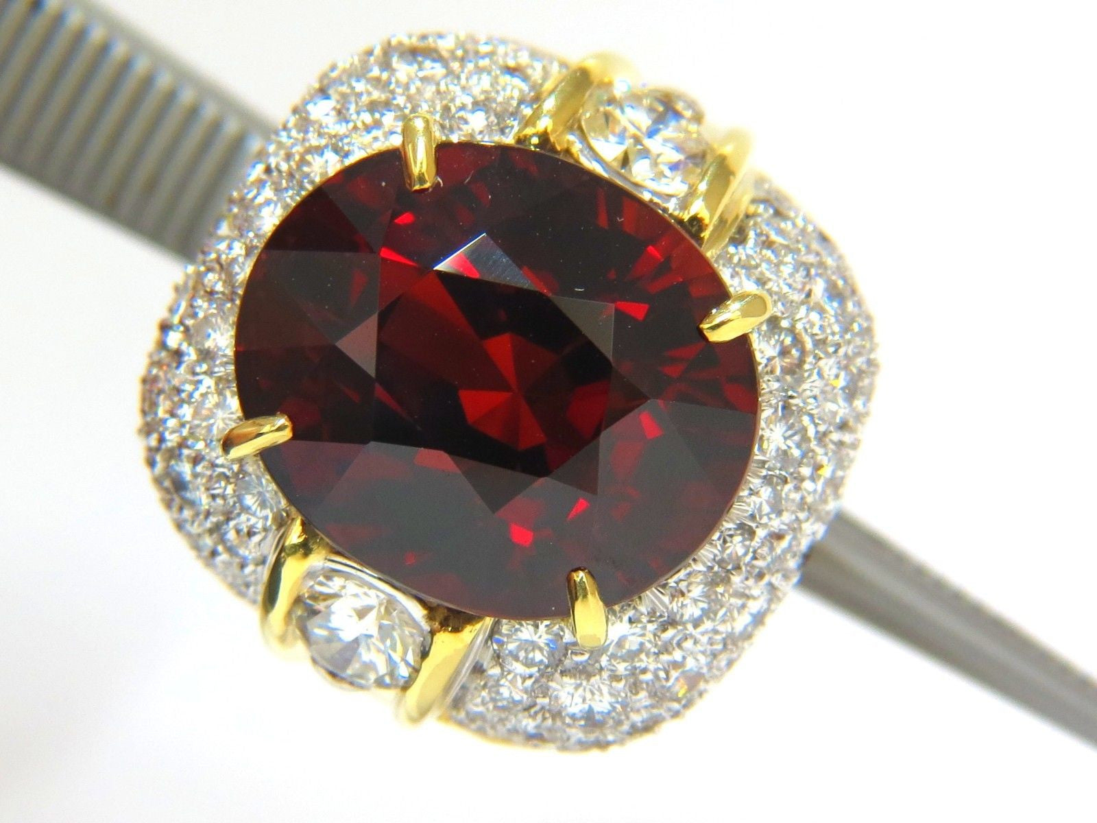 32.64ct GIA Certified Natural Red Spessartite Garnet Diamond Ring in 18K Gold - Elegant Raised Dome Design for Weddings, Anniversaries & Special Occasions