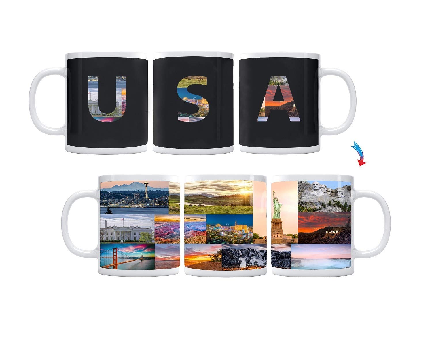 Color Changing Ceramic Coffee Mug with State Landscapes - ThermoH Exray Technology | USA Made | Perfect for Home, Office & Gifts