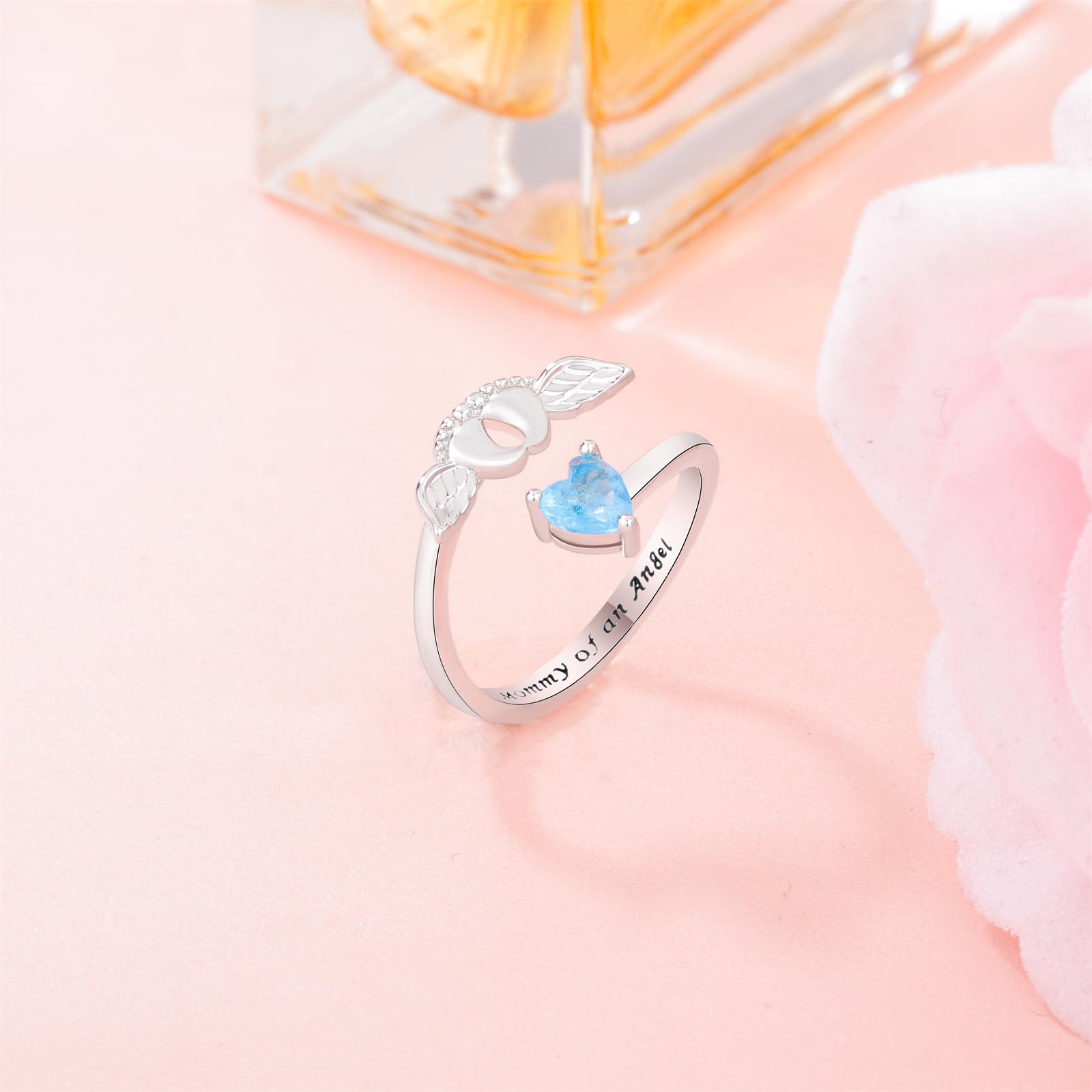 Angel Mom Memorial Ring - Sympathy Gifts for Miscarriage Loss, Stillborn Baby Keepsake Jewelry for Bereaved Mothers - Perfect for Healing, Remembrance & Pregnancy Loss Support