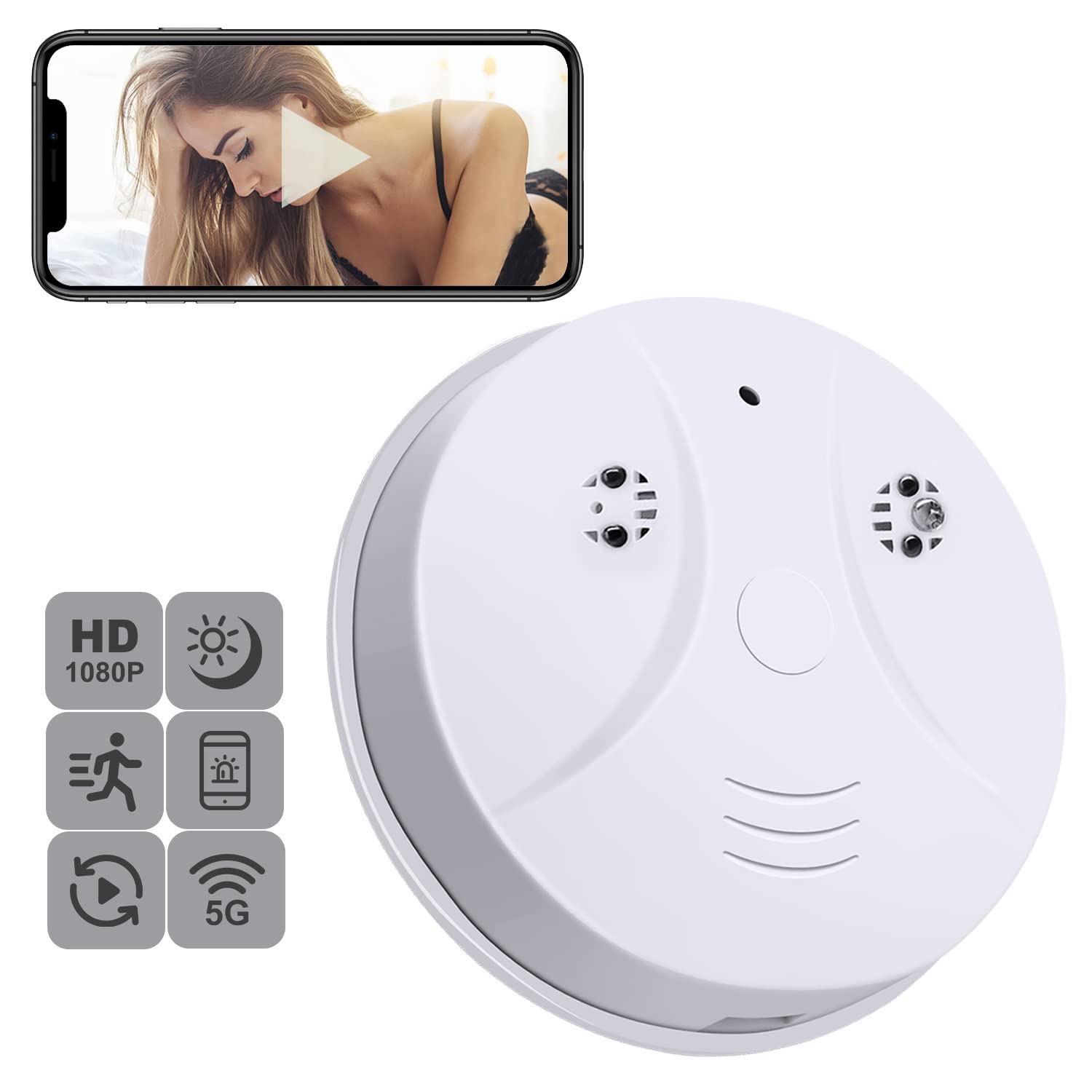 ZXWDDP Hidden Spy Camera WiFi Smoke Detector - 1080p HD Home Security & Office Surveillance Camera for Baby Monitoring, Elderly Care, and Pet Protection | Ideal for Nanny Cams, Business Security, and Family Safety