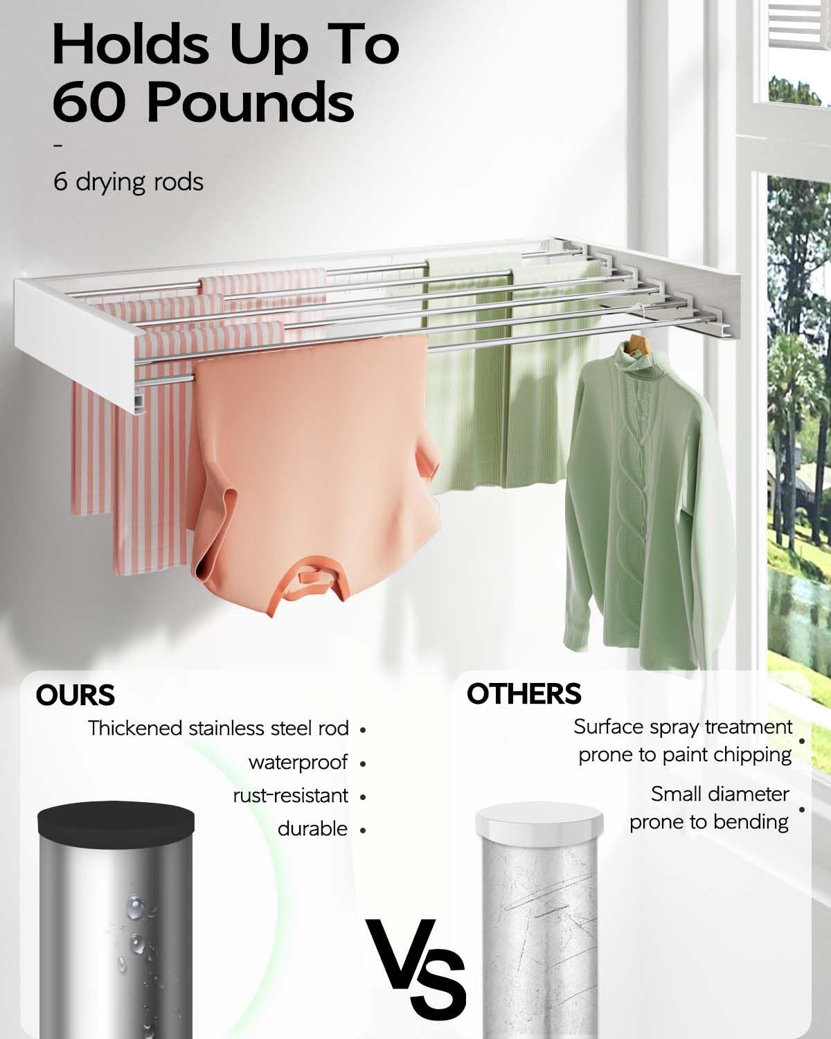 Foldable Wall Mounted Clothes Drying Rack 40