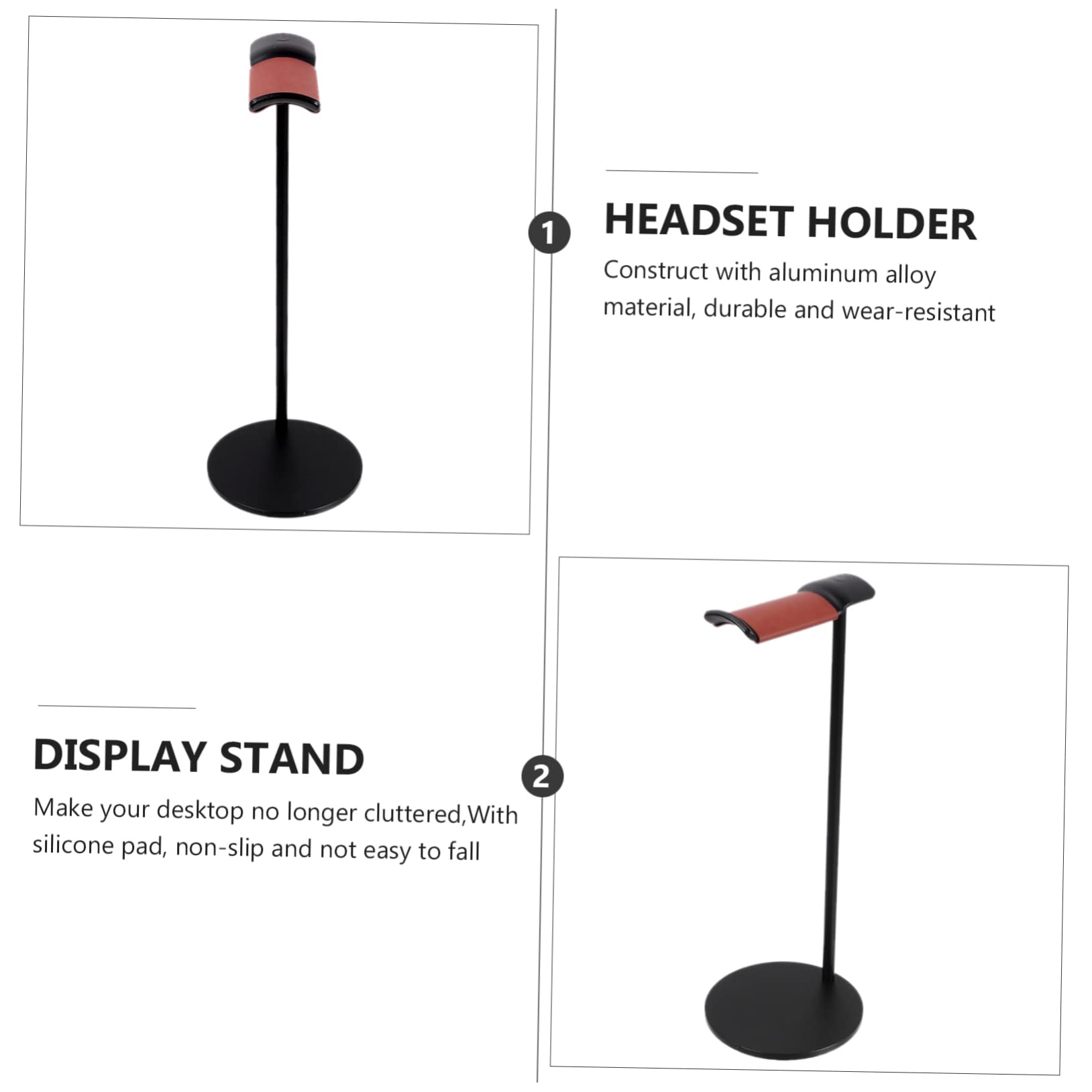 DOITOOL 3-Pack Aluminum Alloy Headphone Hanger Holder - Space Saving Desktop Headset Stand for Gaming, Office & Home Organization (Black)