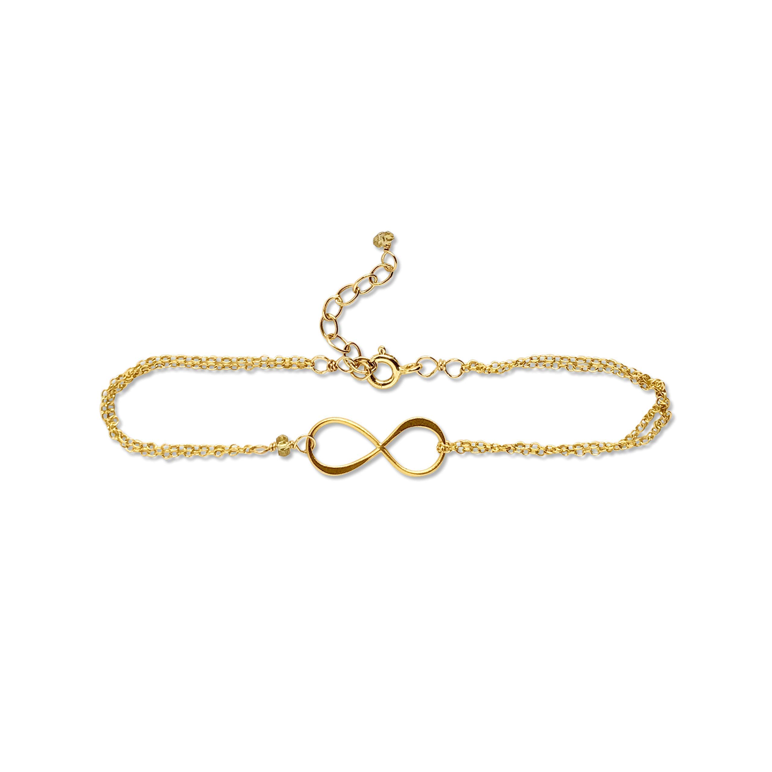 Handmade Gold Birthstone Infinity Charm Bracelet - November Citrine Gemstone, 14K Gold Filled & Vermeil Jewelry - Perfect Birthday Gift for Women, Anniversary Present, Mother's Day Gift | Ideal for Everyday Wear, Special Occasions & Gift Giving
