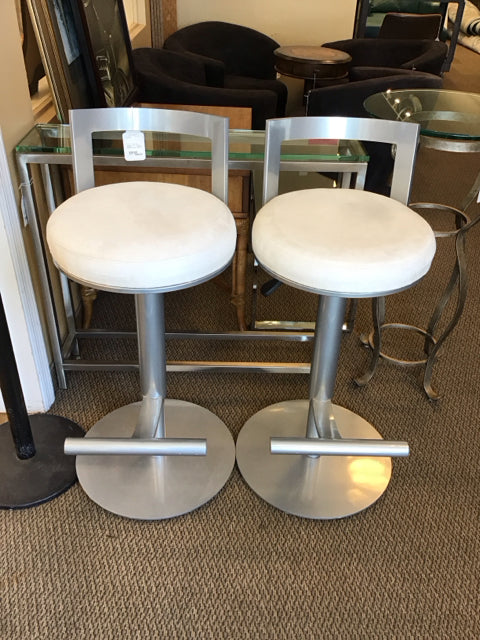 Set of 2 Johnston Casual Metal White Swivel Adjustable Bar Stools - Perfect for Kitchen Islands, Breakfast Nooks & Home Bars