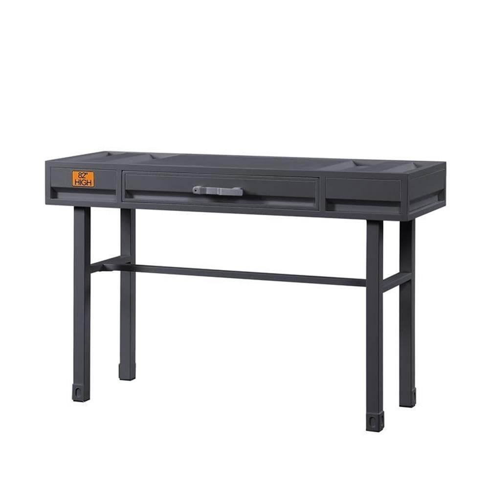 BOWERY HILL Modern 1-Drawer Vanity Desk in Gunmetal Finish - Perfect for Bedroom, Dressing Room & Home Office Makeup Station