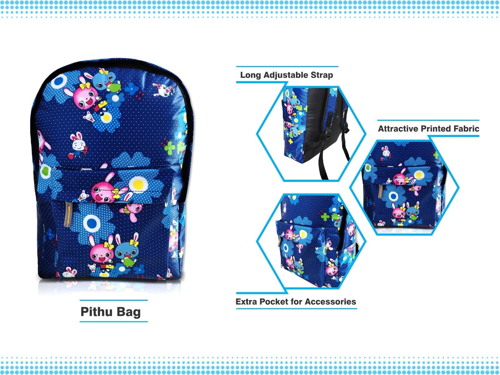 Shyam Enterprises Women's Cartoon Blue Waterproof Drawstring Laptop Backpack - Lightweight Travel Bag for College, School, Office & Casual Use | Perfect for Commuting, Work, Study & Daily Essentials
