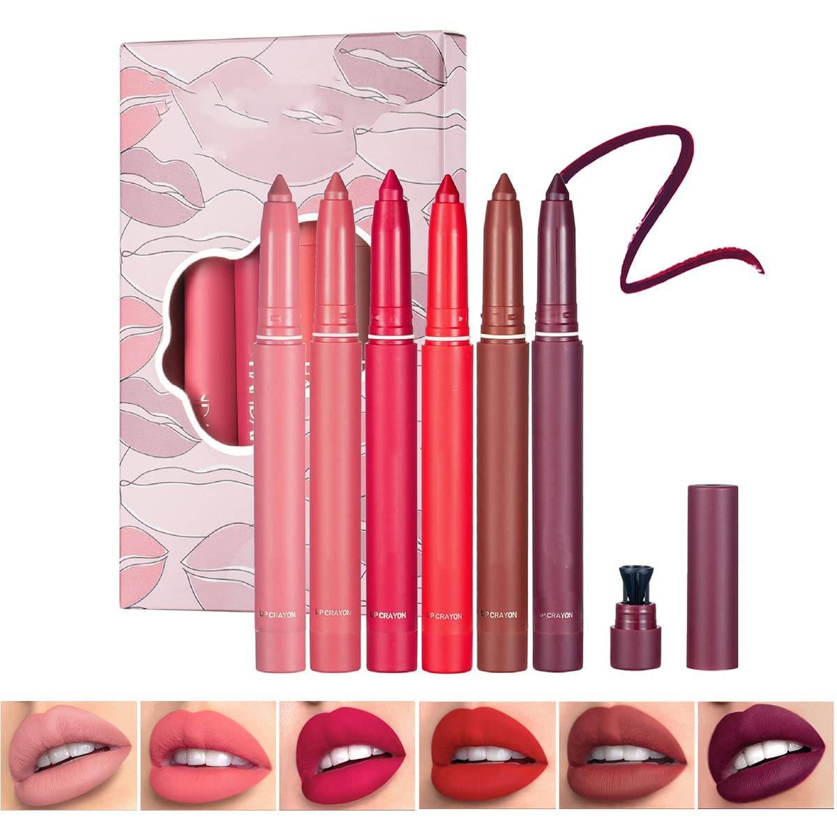 12-Color Matte Lipstick Pencils Set - Long Lasting Rotating Lip Crayon & Lip Liner with Sharpener | Waterproof, Non-Drying, Vegan & Cruelty-Free | Perfect for Daily Makeup, Parties & Gifts