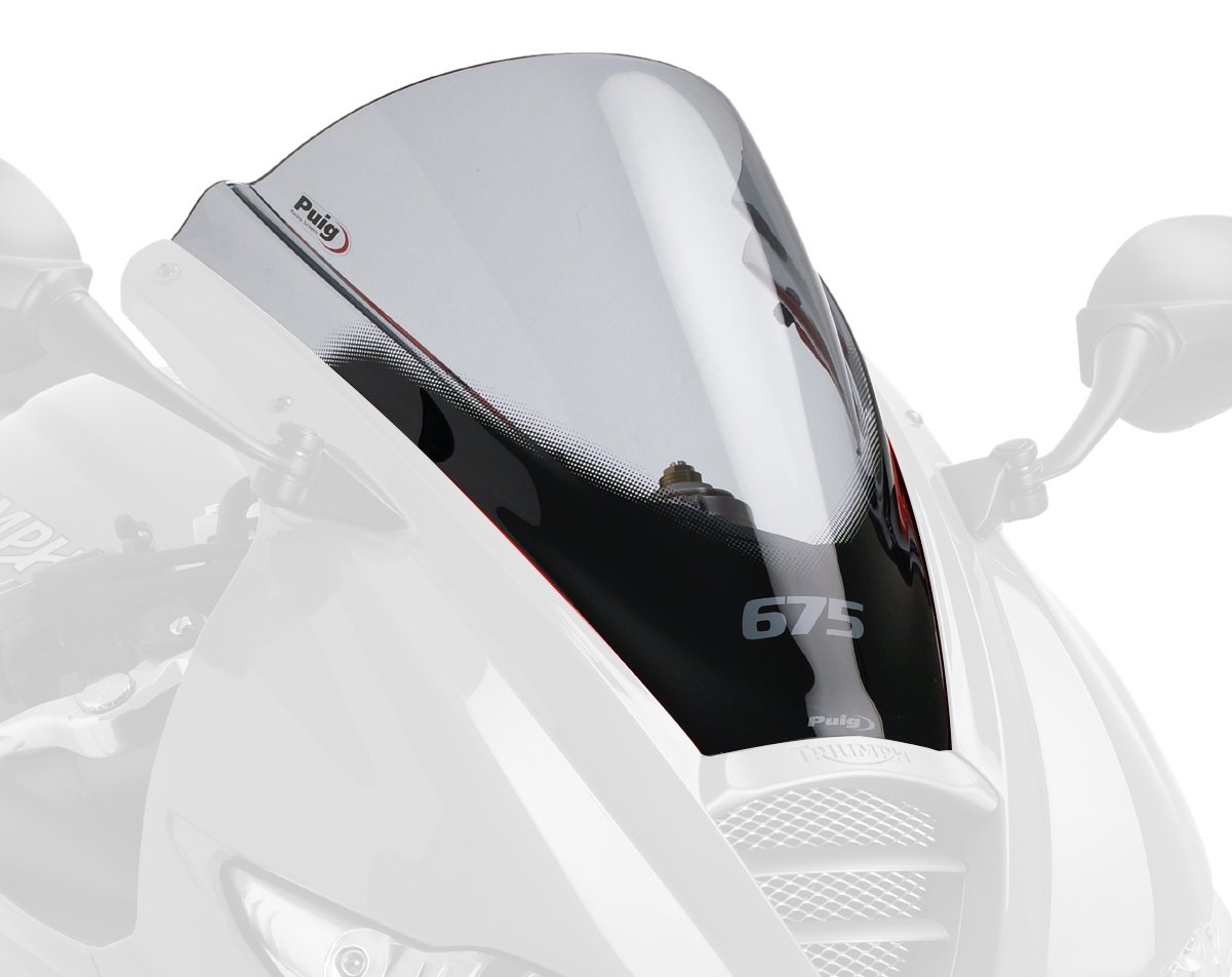 Puig 4939W Clear Racing Windshield for Motorcycles - High Visibility Windshield for Harley, Honda, Kawasaki - Perfect for Touring, Cruising & Long Distance Riding