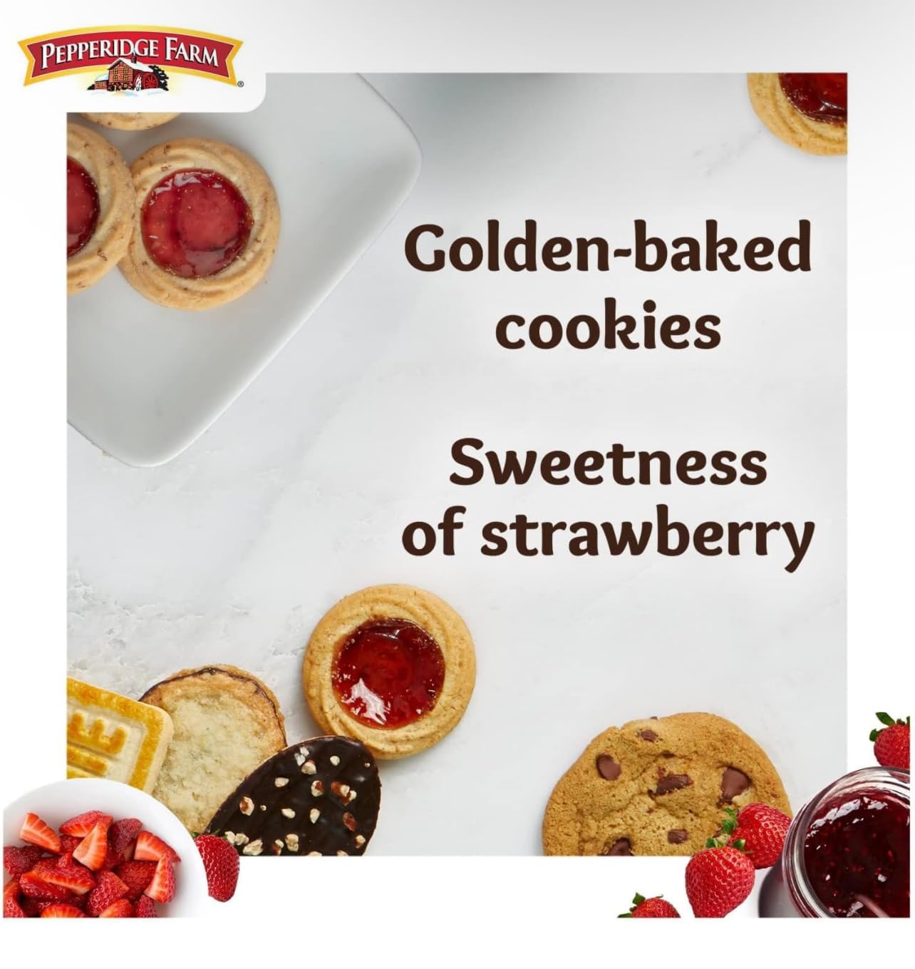Pepperidge Farm Verona Indulgence Strawberry Thumbprint Cookies - 72 Count (4 Packs) | Buttery Shortbread with Strawberry Filling | Perfect for Parties, Gifts & Holiday Treats