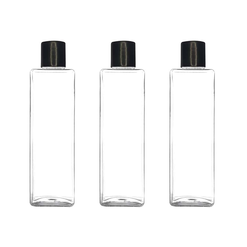 5-Pack 100ml Clear Refillable Travel Squeeze Bottles with Black Flip Cap - Leakproof Square Plastic Containers for Toiletries, Shampoo, Lotion & Cosmetics | Perfect for Travel, Gym, Camping & Home Organization