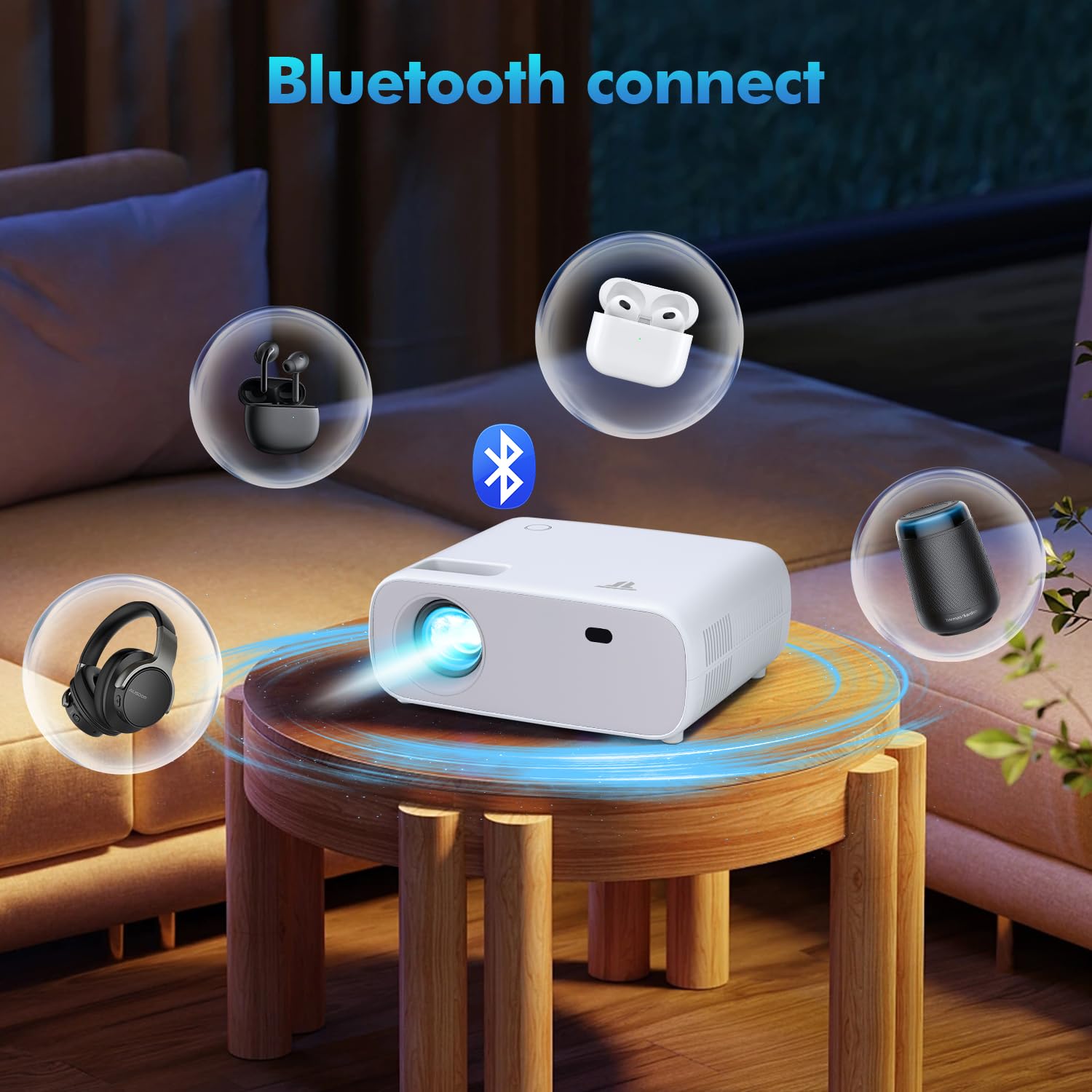 5G WiFi Bluetooth Mini Projector - Native 1080P Full HD Portable Outdoor Projector with 18000L Brightness & 200
