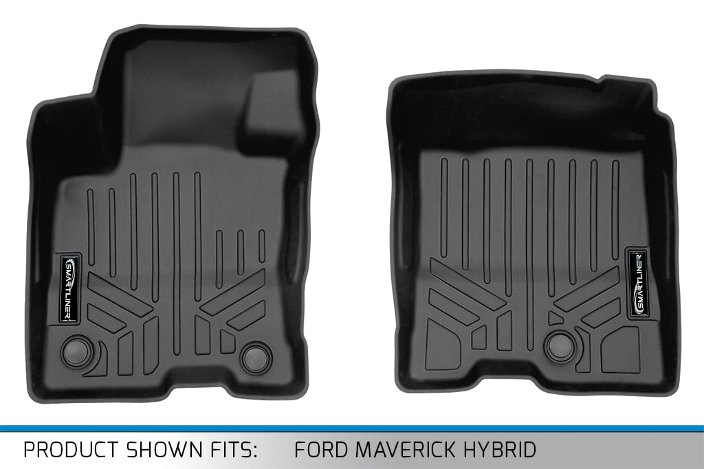 SMARTLINER Custom Fit All-Weather Black Floor Mats for 2022-2024 Ford Maverick Hybrid - 1st Row Durable Car Mats for Protection Against Mud, Snow & Spills | Perfect for Daily Commutes & Road Trips