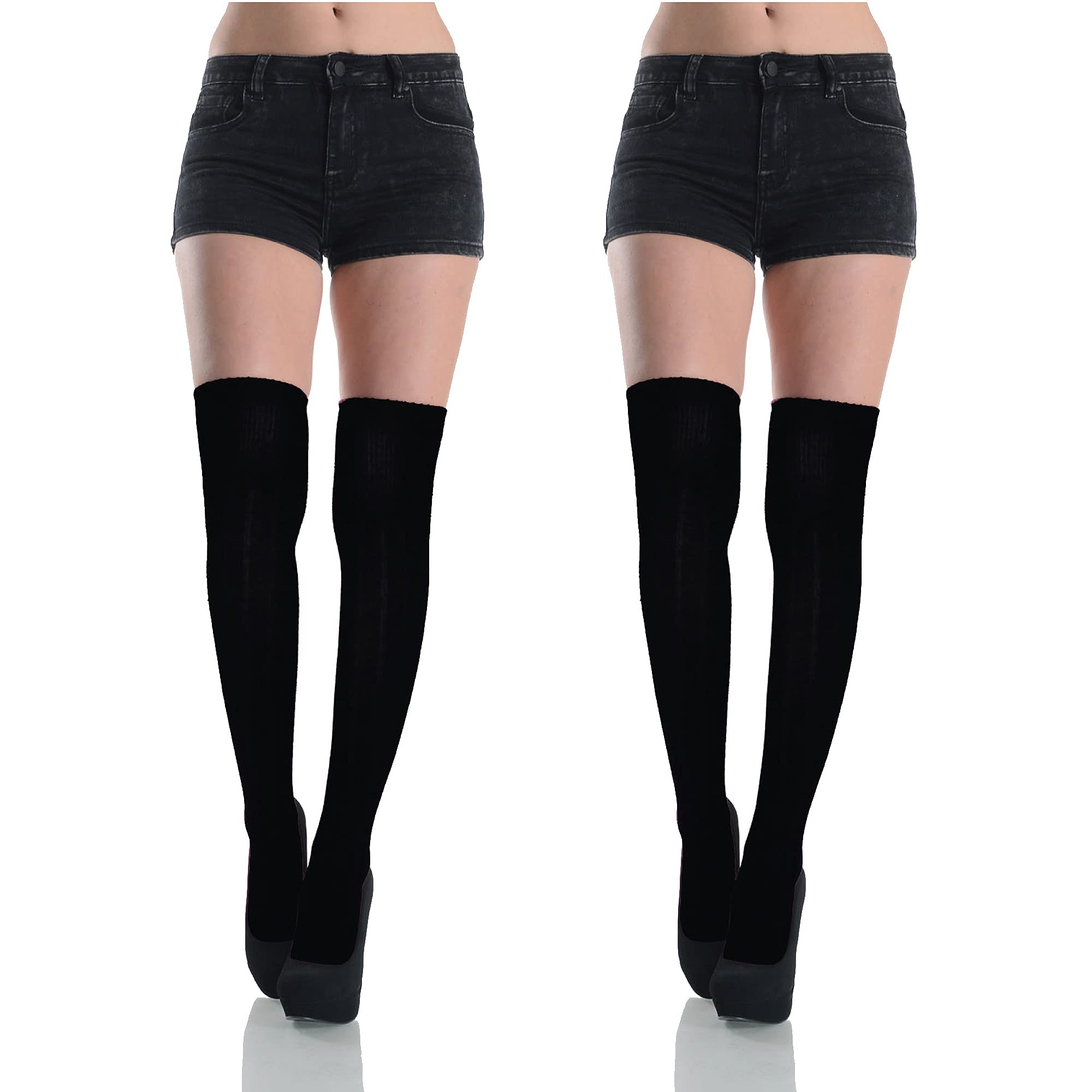 BASICO Women's Cotton Thigh High Socks - Soft Over Knee Socks for Ladies - Perfect for Winter, Outfits, Cosplay & Fashion Accessories