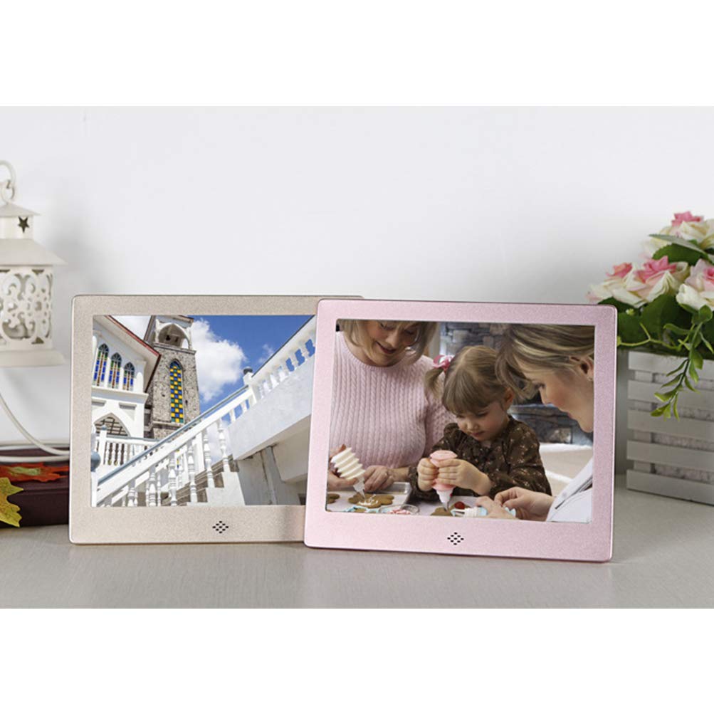 8 Inch Digital Picture Frame with IPS HD Screen - MP3/MP4 Video Player, Clock & Calendar - Remote Control Included (Pink) - Perfect for Home Decor, Office Display & US Gift Giving