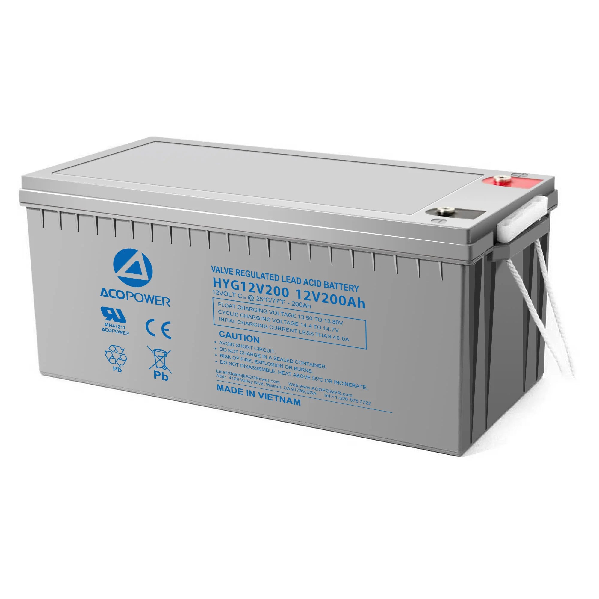 ACOPOWER HYG12 12V 200Ah Deep Cycle Gel Battery - Rechargeable Solar, RV, Marine & Off-Grid Power Storage for Home Backup, Boats & Camping