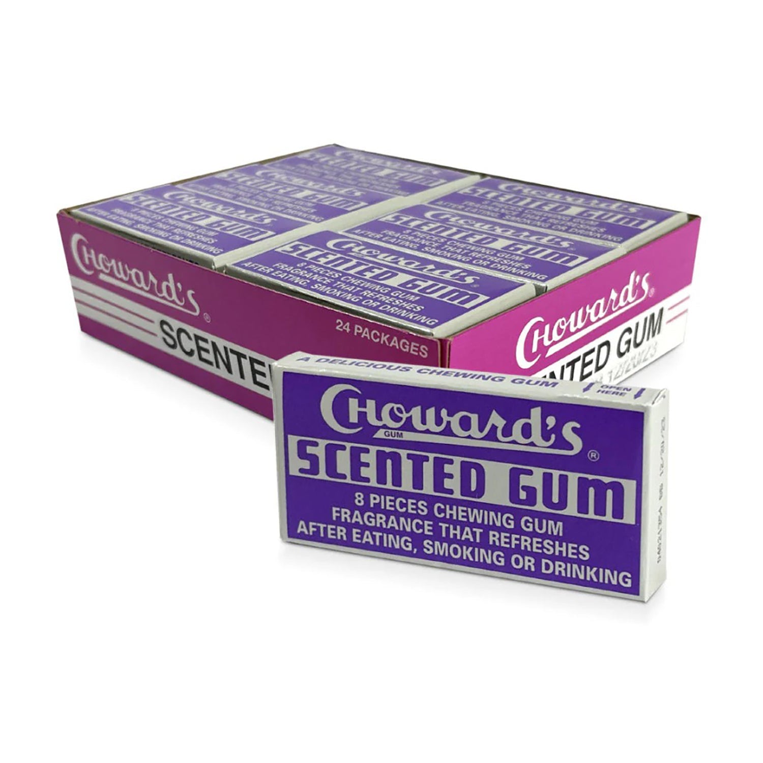 C Howard Scented Gum - 0.5oz (24 Count Pack) | Vintage Flavored Chewing Gum for Fresh Breath - Perfect for Office, Travel & Gift Giving