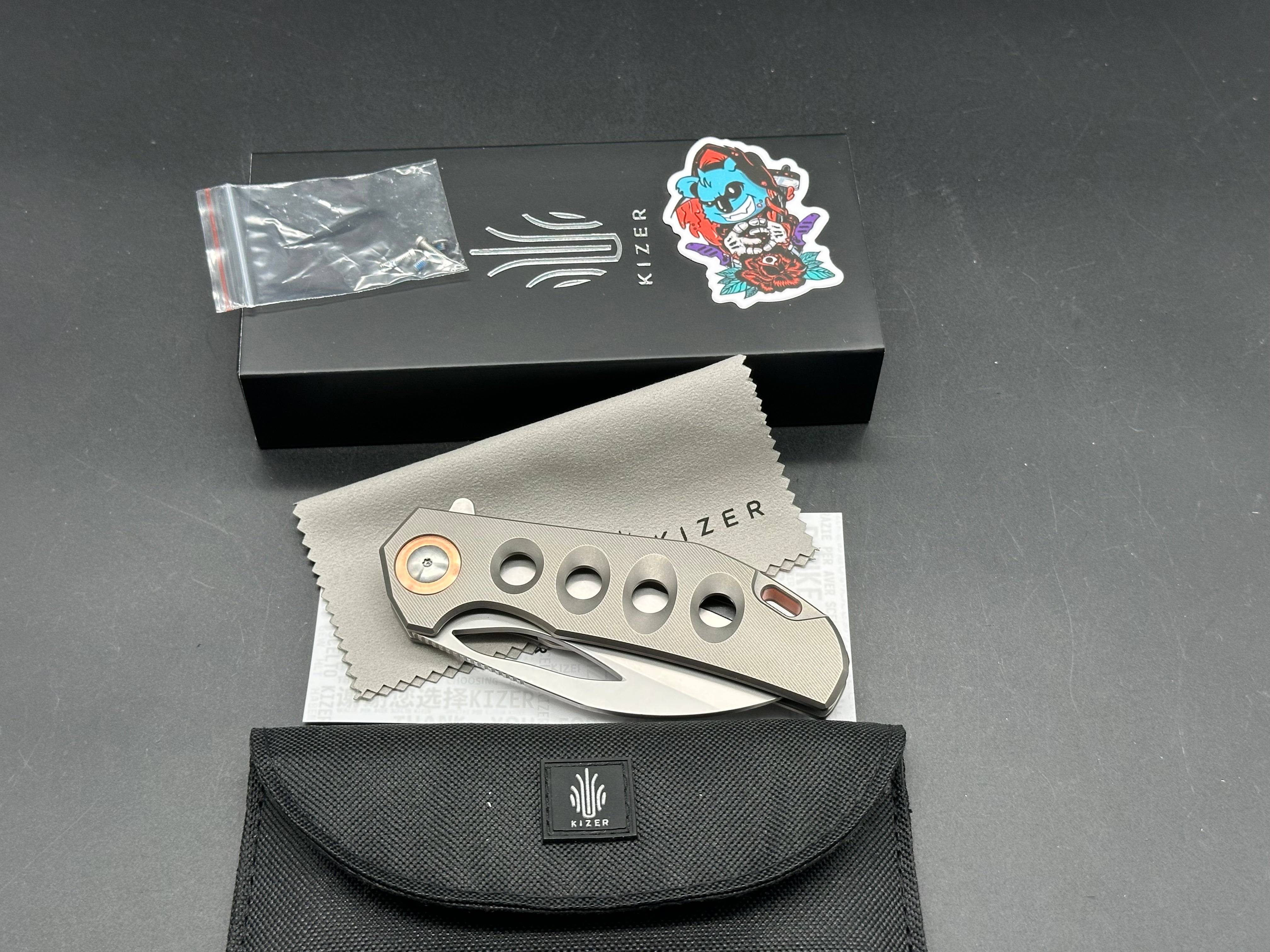 Kizer Hawk Liner Lock Folding Knife - Titanium Handle with S45VN Steel Blade | EDC, Outdoor Survival & Camping Gear