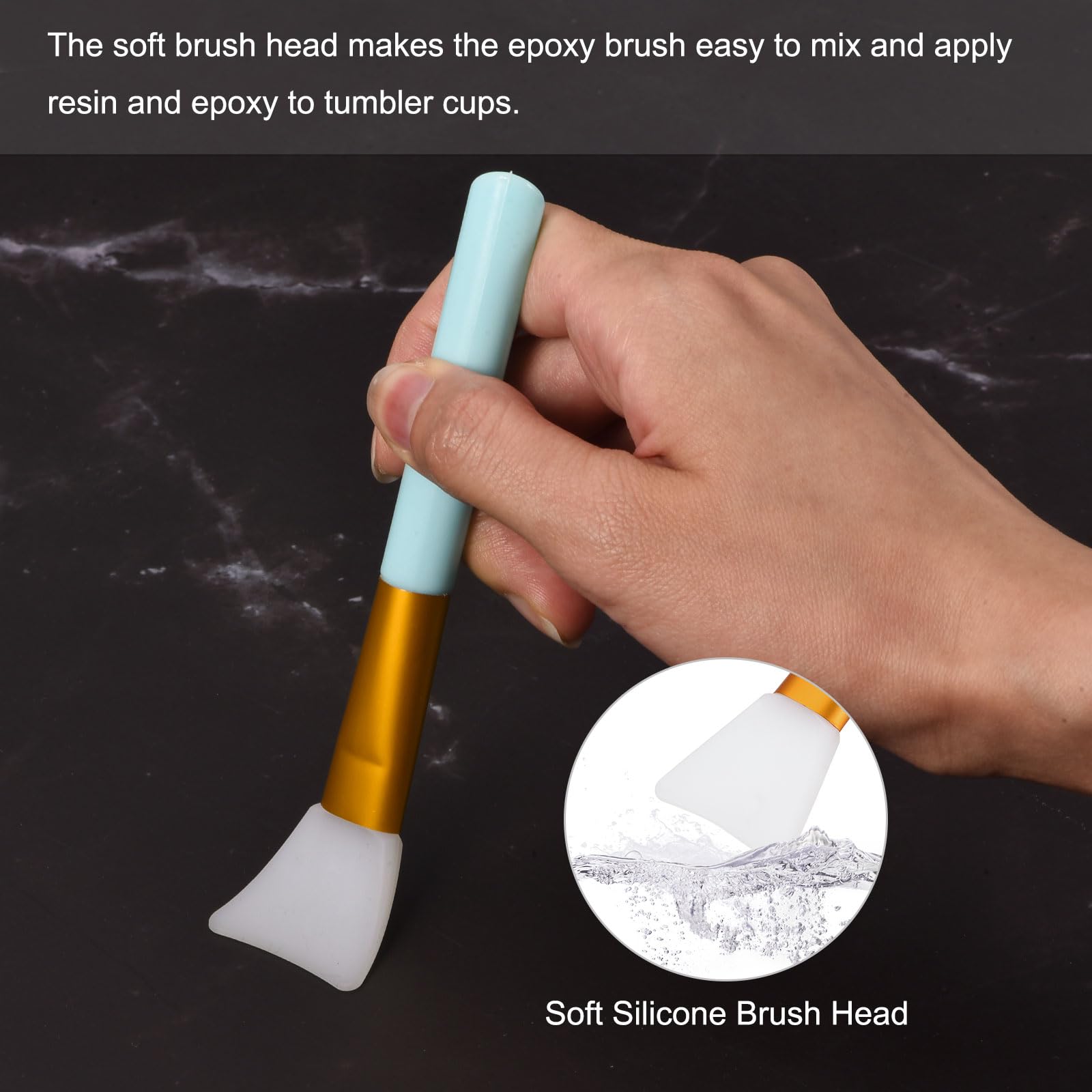 Meccanixity Silicone Epoxy Brushes Set of 4 - Pink, Blue, White & Yellow DIY Applicator Tools for Epoxy Resin Tumbler Making, Jewelry Crafting & Art Projects - Perfect for Resin Art, DIY Coasters & Creative Crafts