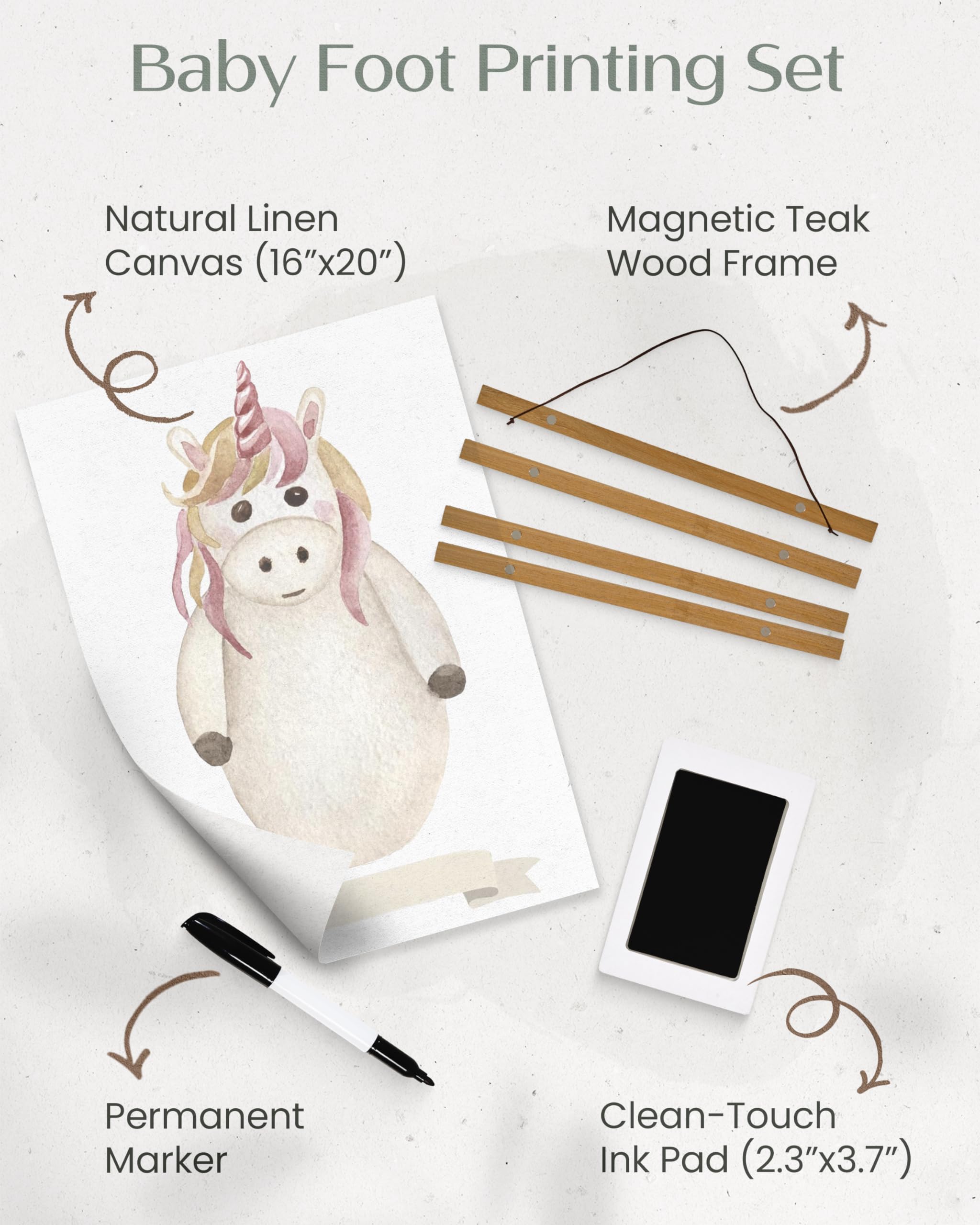 Unicorn Baby Footprint Kit - Newborn Hand & Footprint Keepsake Maker for Baby Shower Gifts, First Birthday & Memory Preservation | Perfect for Nursery Decor, Christening Gifts & DIY Baby Crafts