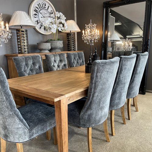 Benton Elm Dining Table 220cm - Solid Wood Large Dining Table for 8-10 People | Perfect for Family Gatherings & Dinner Parties