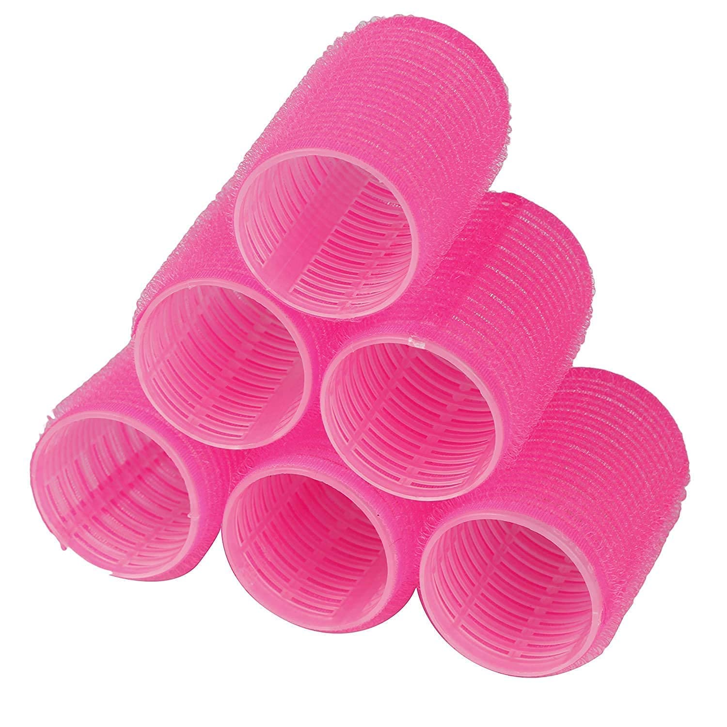 SIYAA 6-Piece Pink Hair Roller Set for Curly & Wavy Hairstyles - Perfect for Home Styling, Salon Use & DIY Beauty