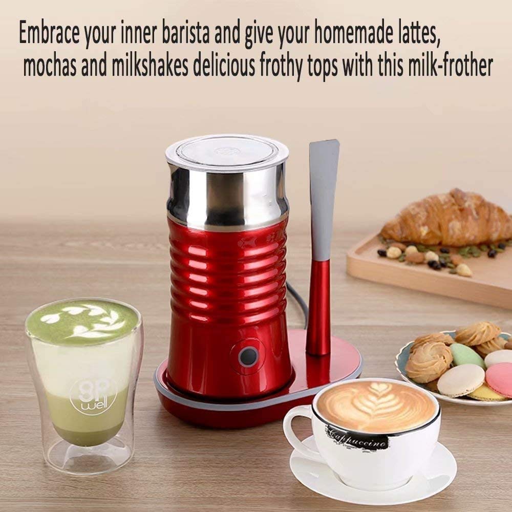 Electric Milk Frother and Steamer - Hot & Cold Milk Warmer with Frothing Wand for Latte, Cappuccino, Hot Chocolate - Perfect for Coffee Shops, Home Kitchens and Office Use