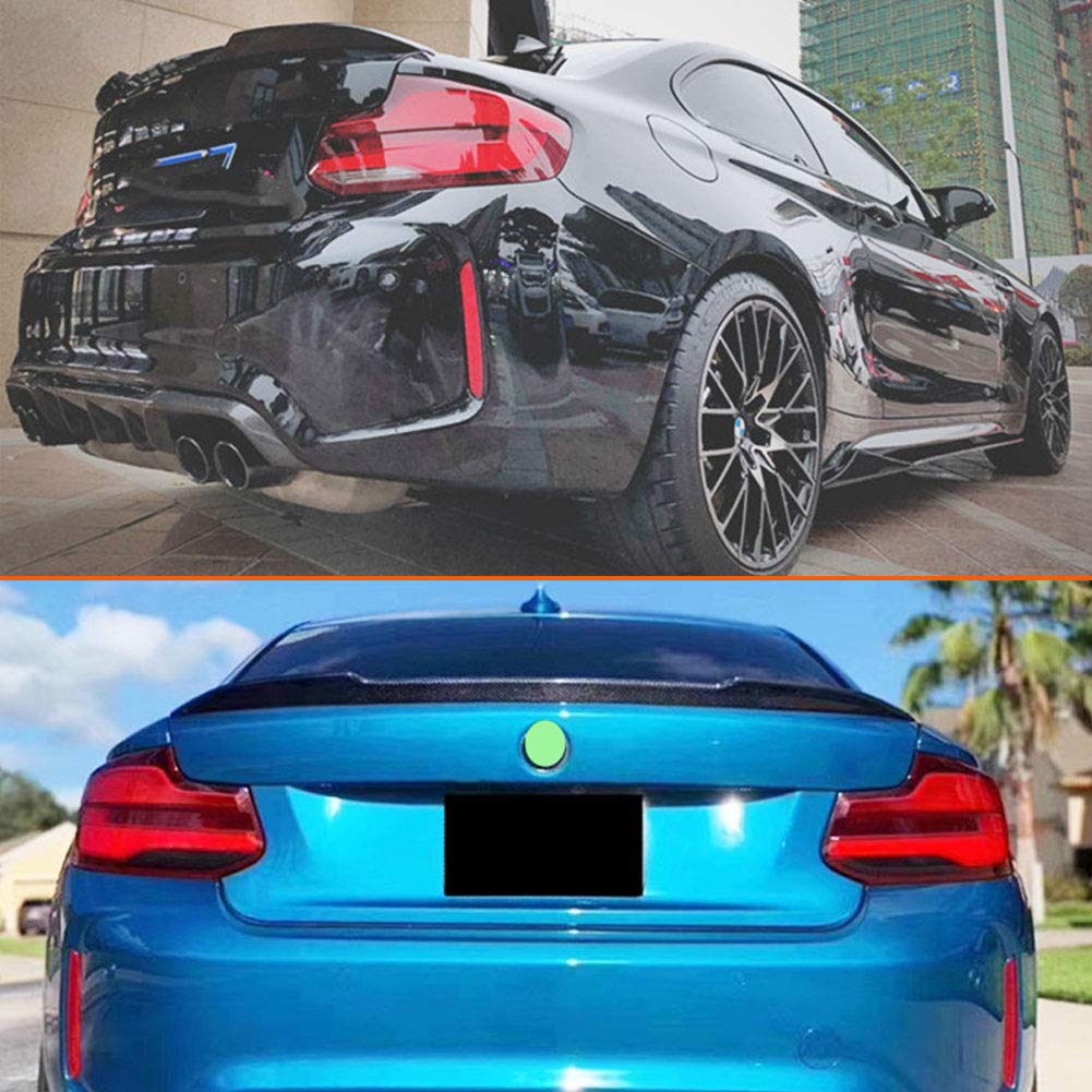 Premium Real Carbon Fiber Trunk Spoiler for BMW 2 Series F22 Coupe & F87 M2 (2014-2020) - High Kick Rear Wing Lip Compatible with 220i 228i 230i M235i M240i Models - NOT for M2 Competition (Style C) - Enhances Sporty Look & Aerodynamics for Street Racing & Car Shows