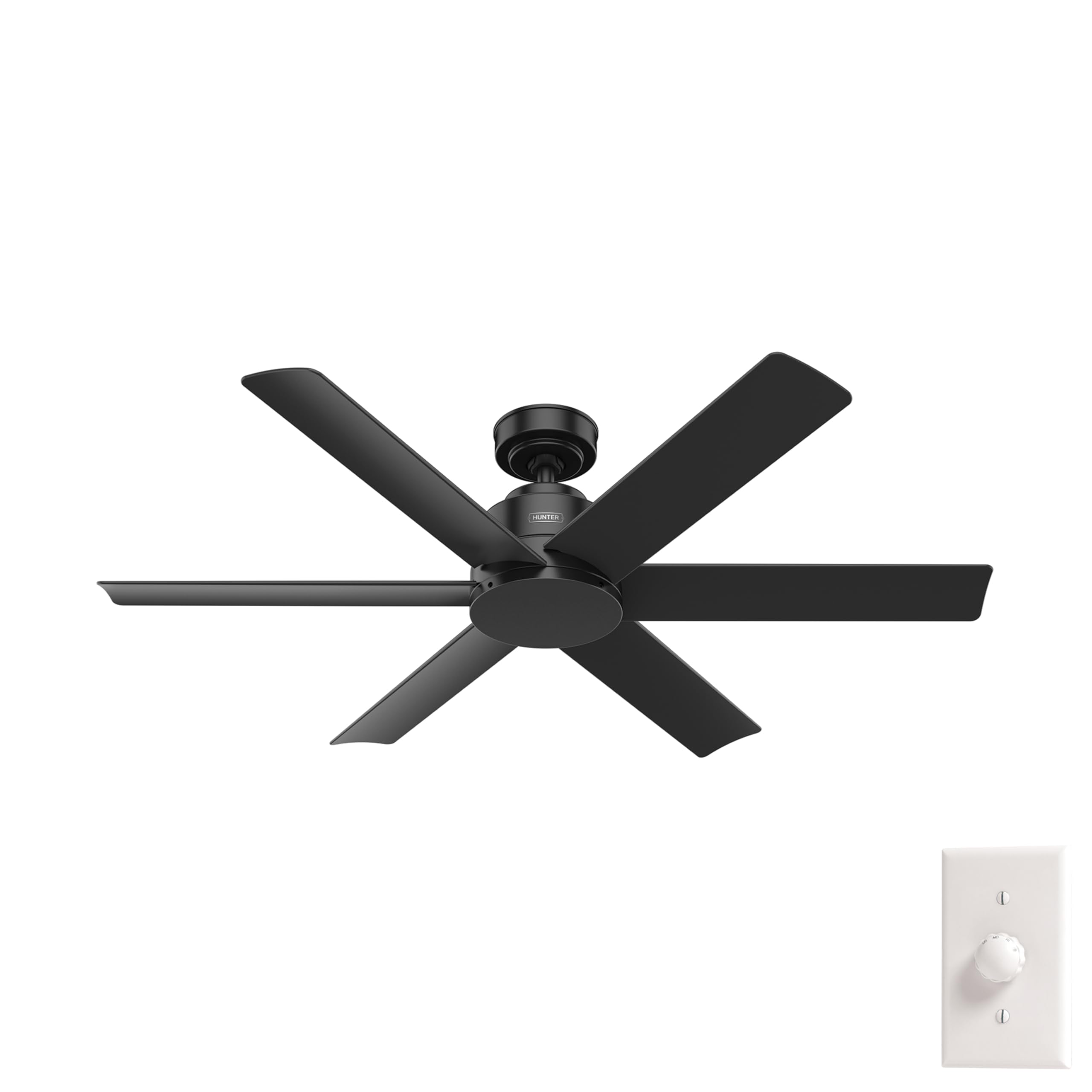 Hunter 51180 Kennicott 52 Inch Matte Black Ceiling Fan - Perfect for Living Room, Bedroom, and Outdoor Patio Cooling