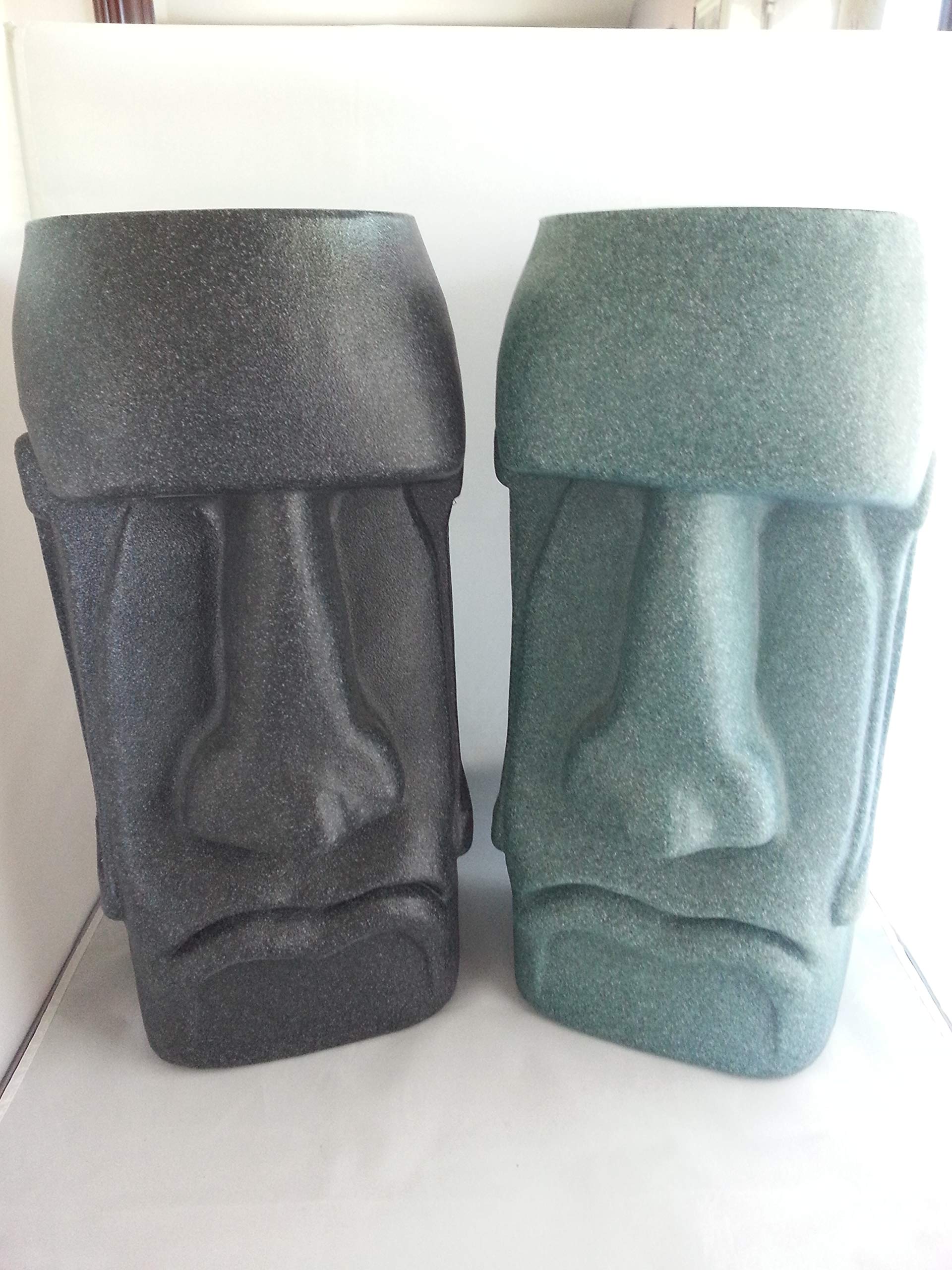 Easter Island Rapa Nui Moai Succulent Planter - Granite Green Ceramic Flower Pot for Home Decor, Office Desk, or Garden