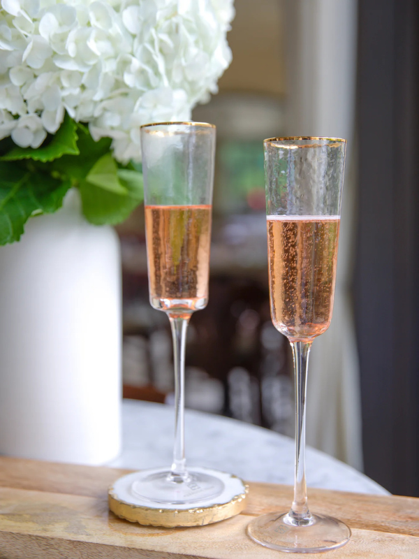 Premium Hammered Glass Champagne Flutes Set of 4 - Elegant Wedding & Party Drinkware for Toasting, Celebrations & Romantic Dinners